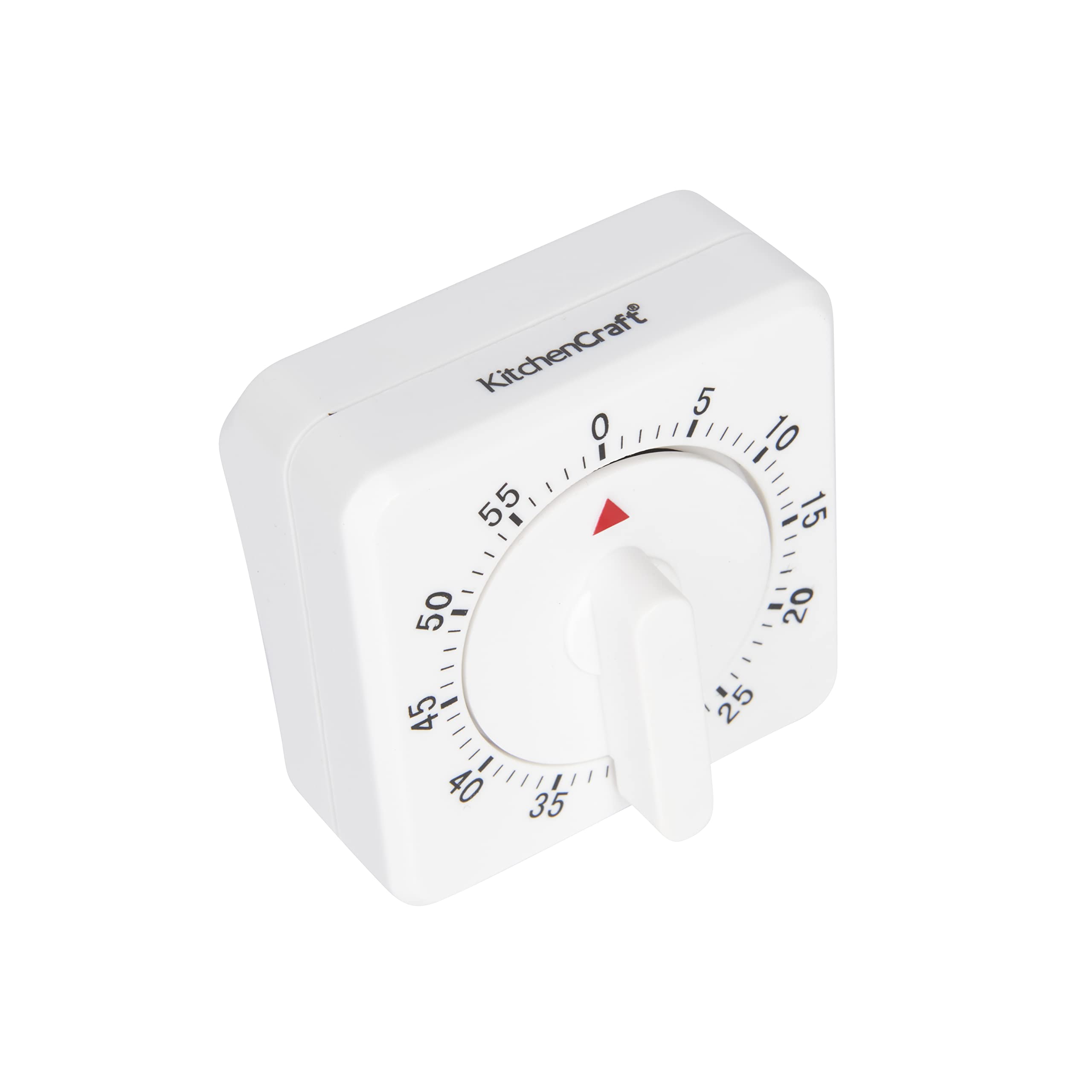 KitchenCraft 60-Minute Mechanical Wind Up Kitchen Timer - White | Perfect for Baking, Cooking, and Classroom Activities