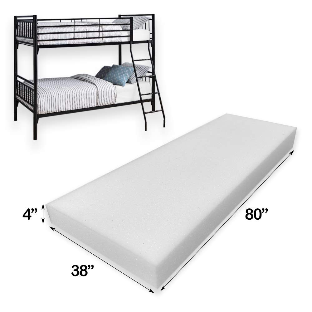 Foamma 4 Inch Twin XL High Density Foam Bunk Bed Mattress Replacement - CertiPUR-US Certified, Made in USA (Cover Not Included) - Perfect for Dorms, Bunk Beds & Space-Saving Sleep Solutions
