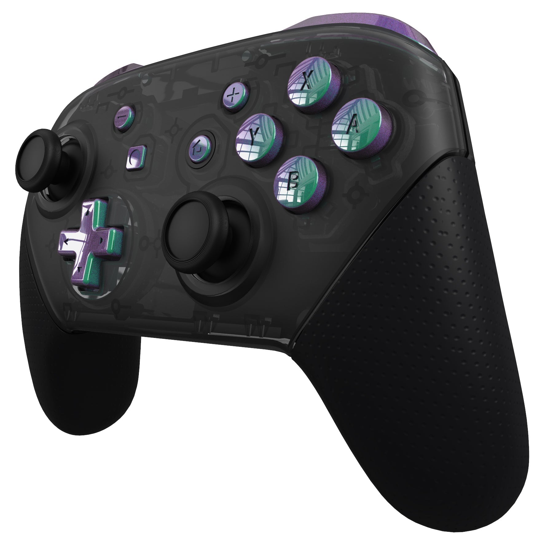 eXtremeRate DIY Replacement Full Set Buttons for Nintendo Switch Pro Controller - Chameleon Green Purple | Custom Gaming Accessories for Switch Enthusiasts | Perfect for Controller Modding & Personalization