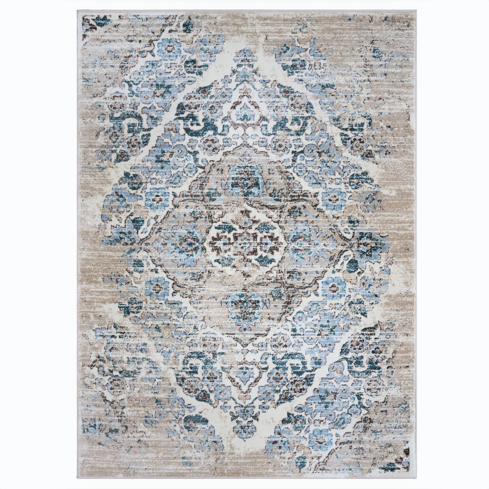 8x11 Cream Area Rugs - Soft Plush Shag Carpet for Living Room, Bedroom, and Office - Non-Slip Backing, Easy to Clean, Durable Floor Mat (4620)