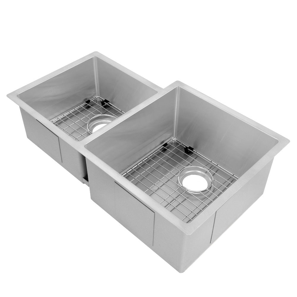 ZLINE Jackson 32-Inch Undermount Double Bowl Stainless Steel Kitchen Sink with Bottom Grid (SRDL 32) - Perfect for Modern Kitchens & Heavy-Duty Cooking