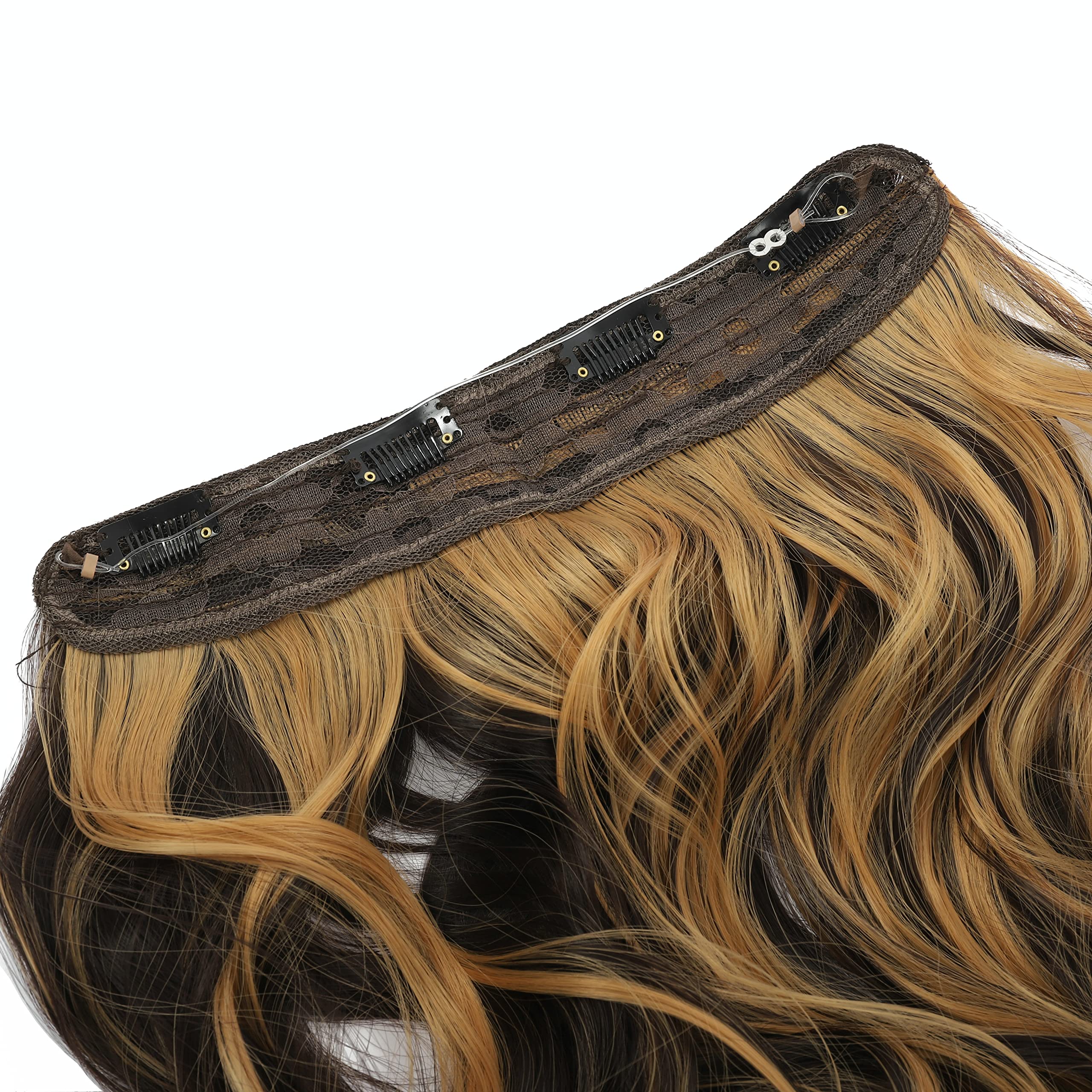 Invisible Wire Hair Extensions - Transparent Adjustable Hairpiece with 4 Secure Clips | 14 Inch Long Wavy Curly Human Hair for Women | Perfect for Parties, Weddings & Daily Styling