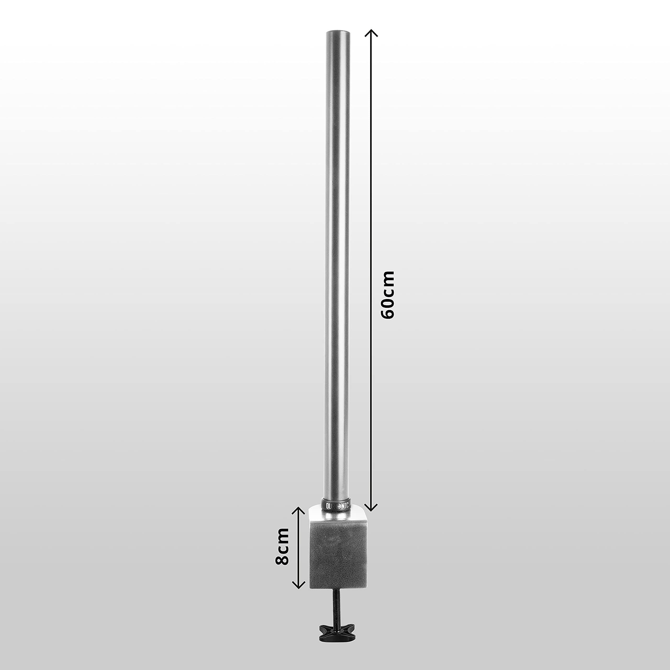 Duronic DM15 DM25 DM35 Monitor Arm Stand - 60cm Silver Pole for Computer Screens | Heavy Duty Steel Monitor Desk Mount with 600mm Length & 32mm Diameter | Includes Clamp for Secure Installation | Perfect for Home Office, Gaming Setup & Workspace Ergonomics