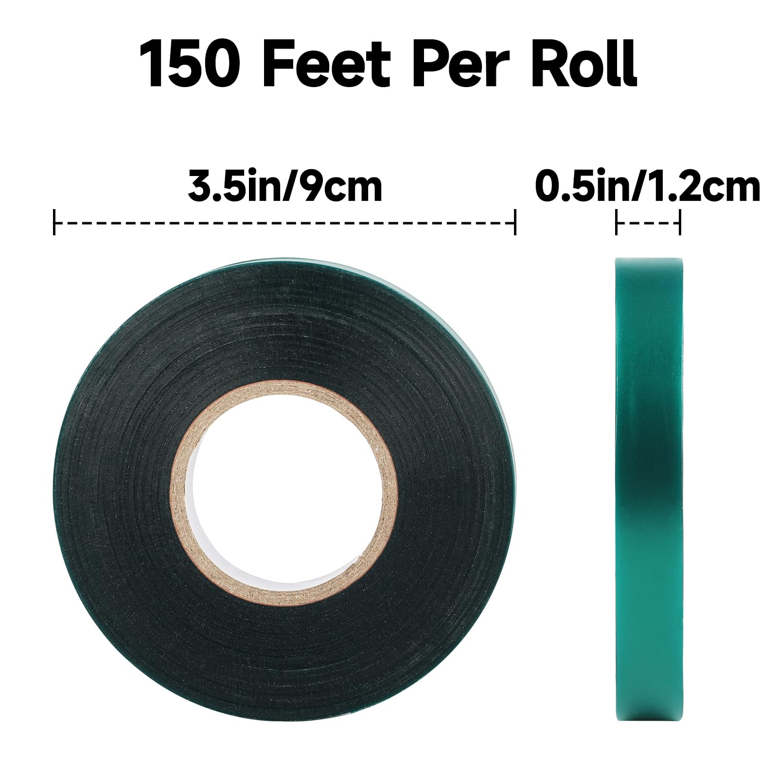 KINGLAKE GARDEN Stretch Tie Tape Roll - 2 Rolls 300 Feet 1/2 Inch Green Garden Tape for Plants | Plant Support Ribbons, Vine Ties, Flower Stakes | Perfect for Tomato Plants, Climbing Vines, Tree Branches & Garden Trellises