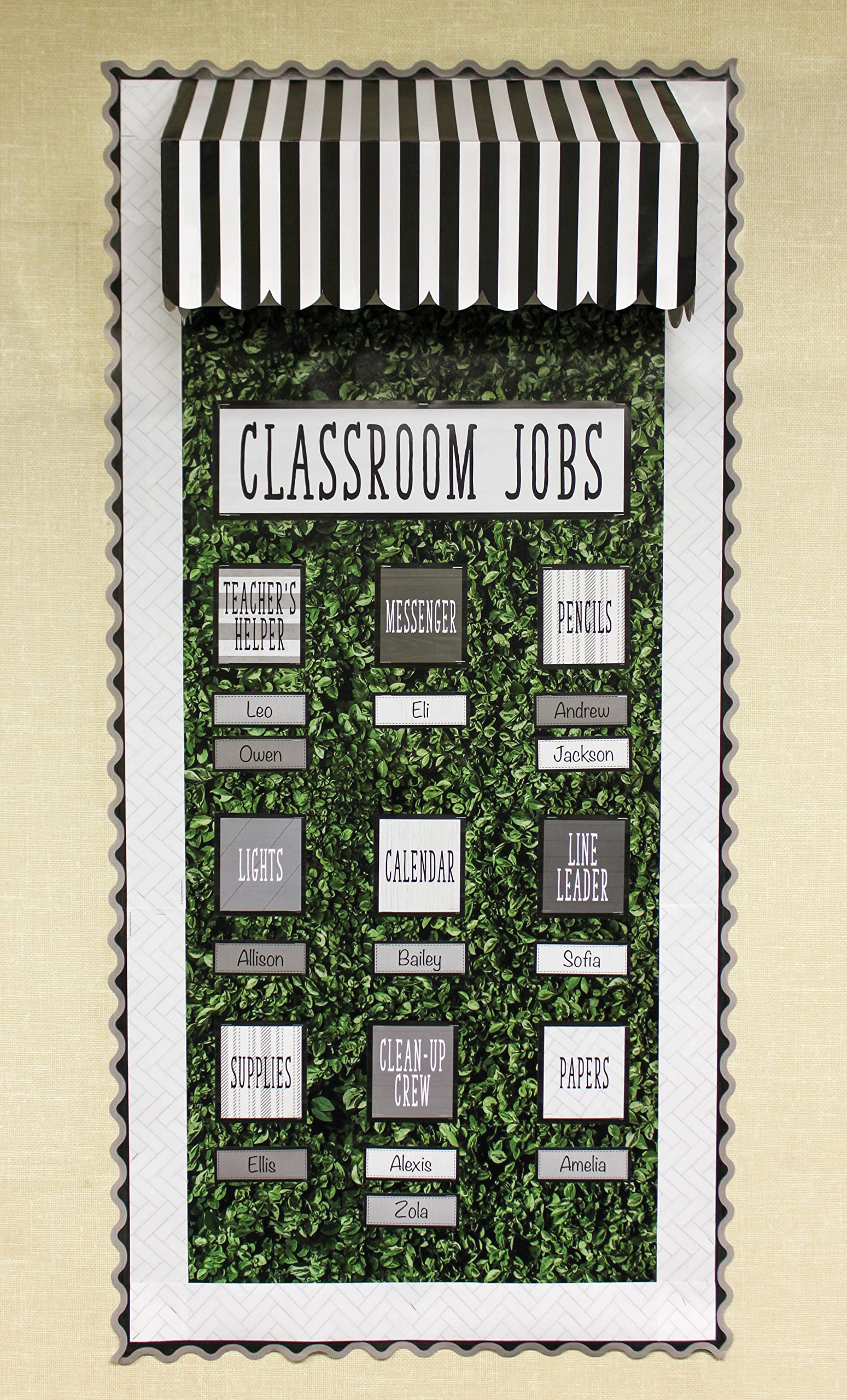 Teacher Created Resources Modern Farmhouse Black & Gray Scalloped Border Trim - 50ft Roll for Bulletin Boards, Walls, Desks - Perfect for Classroom Decor, Homeschooling, School Doors & Windows Decoration