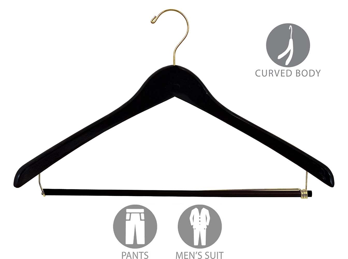 Premium Solid Wood Suit Hangers 50 Pack - Smooth Matte Black Coat Hangers with Locking Bar for Closet Organization | Perfect for Suits, Jackets, Coats & Formal Wear Storage
