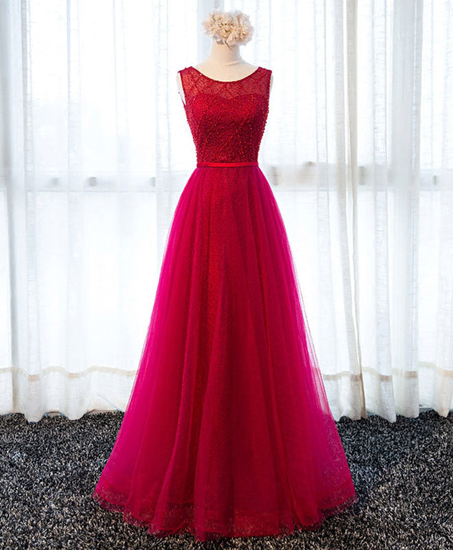 Elegant A-Line Round Neck Tulle Long Prom Dress with Lace Details - Perfect for Evening Gala, Homecoming Dance & Formal Occasions