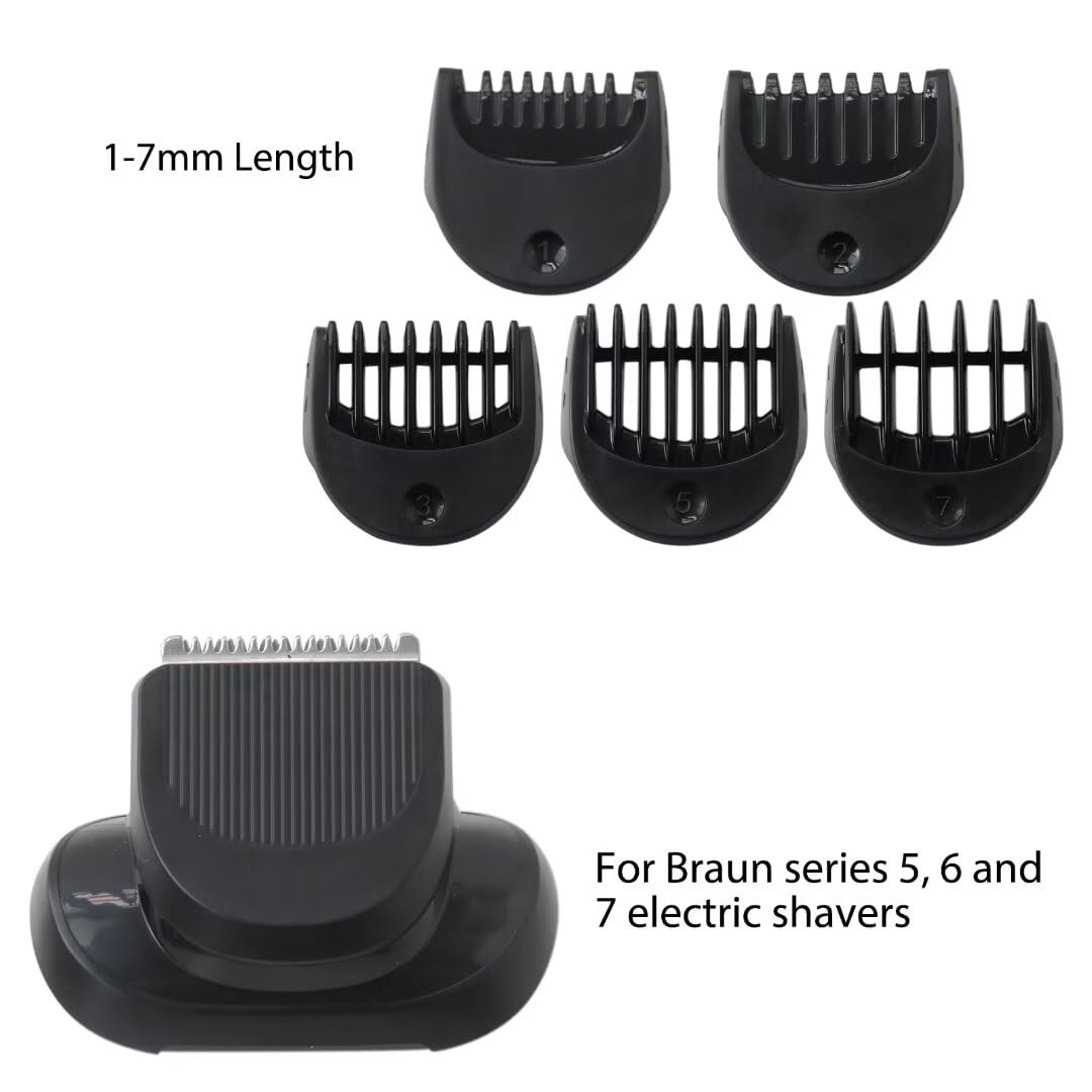 Braun Series 6 Replacement Shaver Head with Adjustable 1-7mm Combs (6020s/6040cs/6072cc/6075cc/6090cc) - Electric Trimmer Replacement for Precise Grooming at Home or Travel