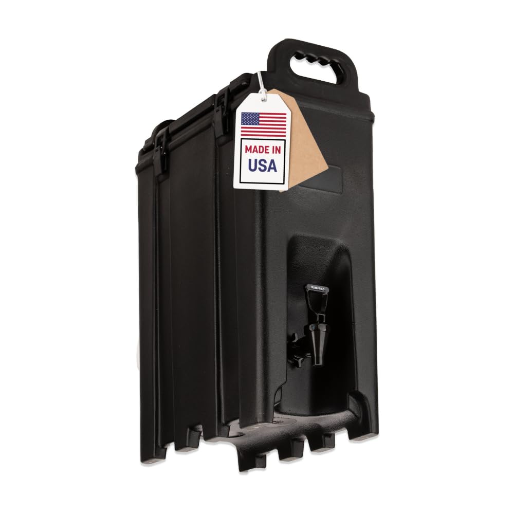 Carlisle 5 Gallon Black Insulated Beverage Dispenser with Handles - Plastic Drink Container for Catering, Events, Restaurants & Kitchens - Perfect for Iced Tea, Lemonade, Punch & Party Drinks