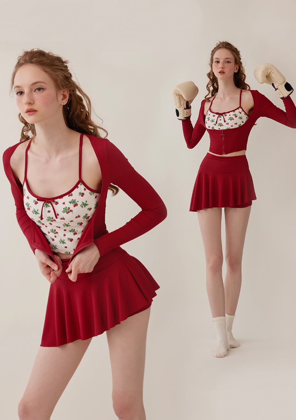 Stylish Vibrant Strawberry Print Sports Cardigan - Trendy Athletic Wear for Women - Perfect for Running, Yoga & Casual Outfits