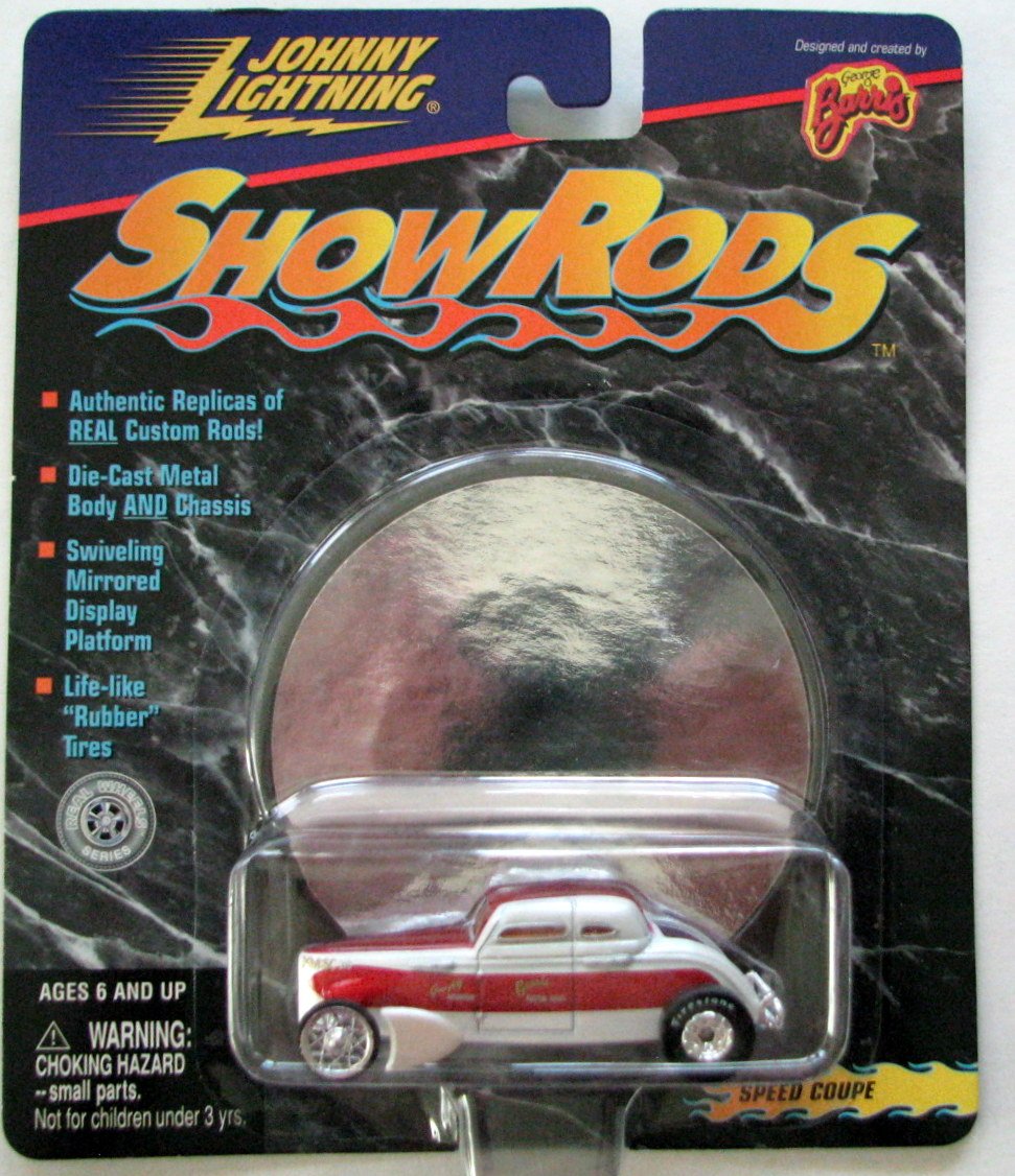 Johnny Lightning Show Rods Speed Coupe Diecast Car with Mirrored Display Platform - Collectible 1:64 Scale Model for Car Enthusiasts - Perfect for Display, Gifts, and Racing Collections