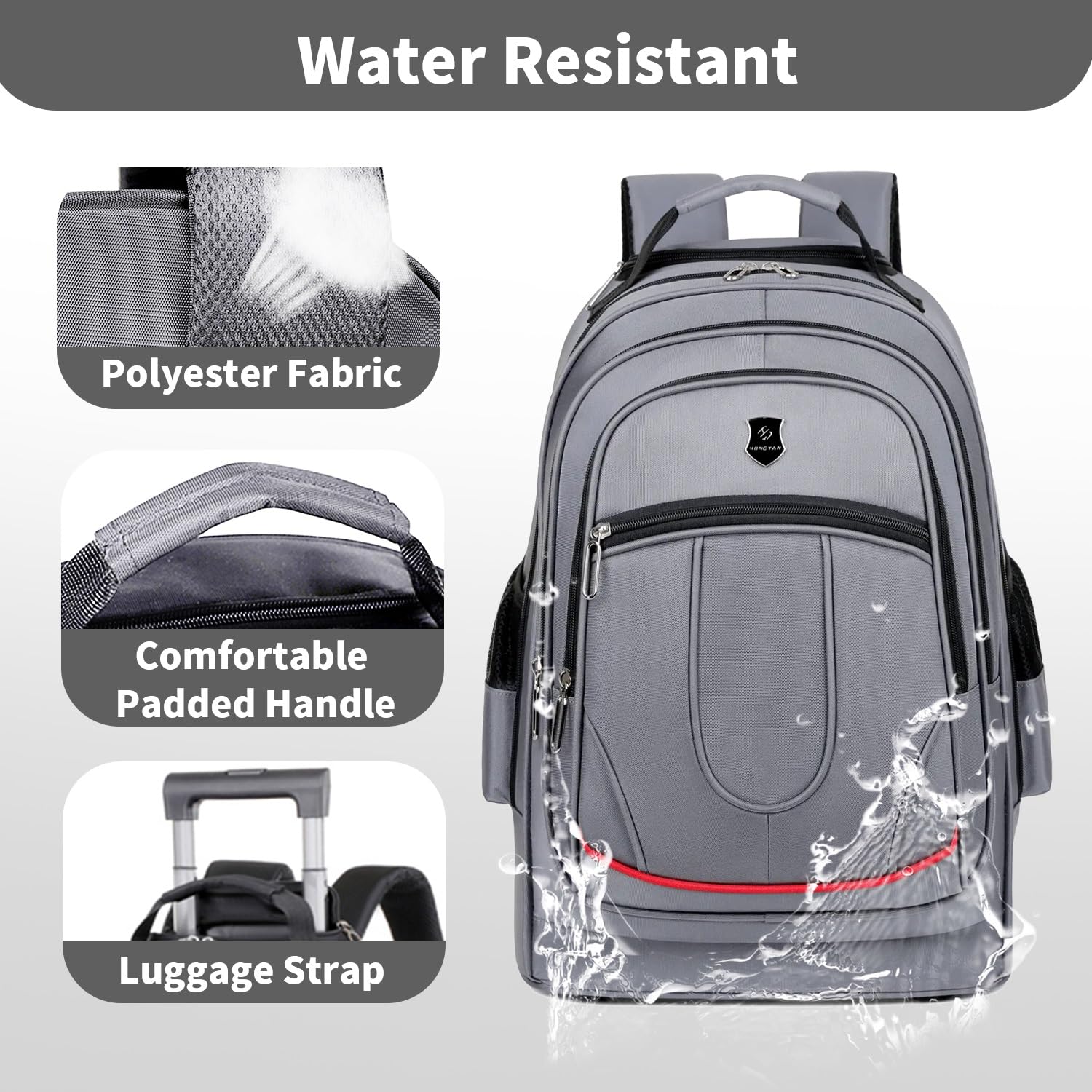 Rolling Backpack with Wheels for Women & Men - 19.68 Inch Wheeled Laptop Backpack for Travel, Work & Business (Grey) - Perfect Carry-On for Airplanes, Commuting & College Campus