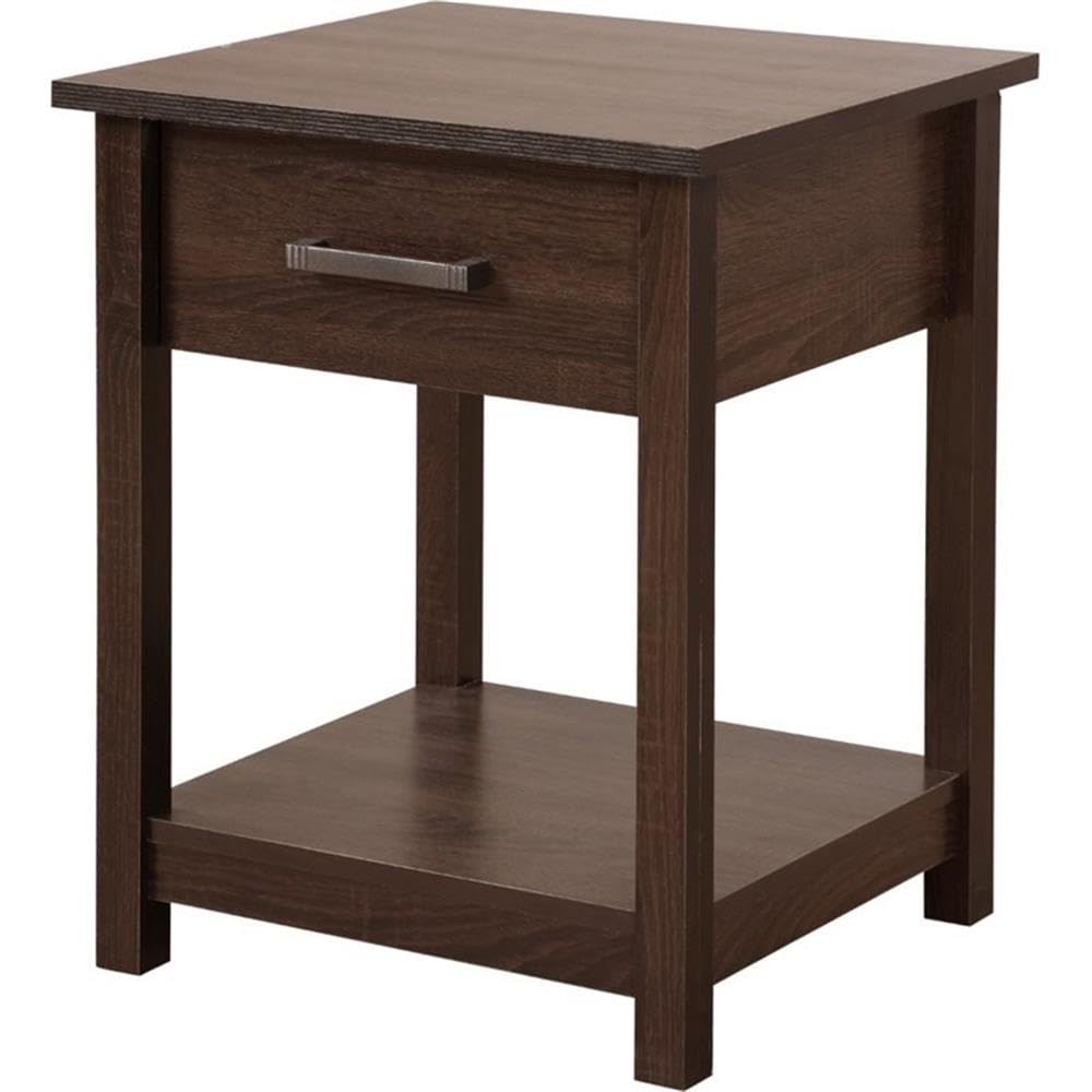 Pemberly Row Modern Solid Wood 1-Drawer Nightstand in Wenge Finish - Perfect for Bedroom Storage & Bedside Organization