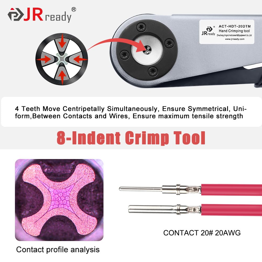JRready ST6461 Deutsch DTM Connector Kit - 2/3/4/6 Pin Waterproof Automotive Electrical Connectors with 20# Solid Contacts (20-22AWG) & Crimp Tool - Perfect for Car Wiring, Marine, and Industrial Applications