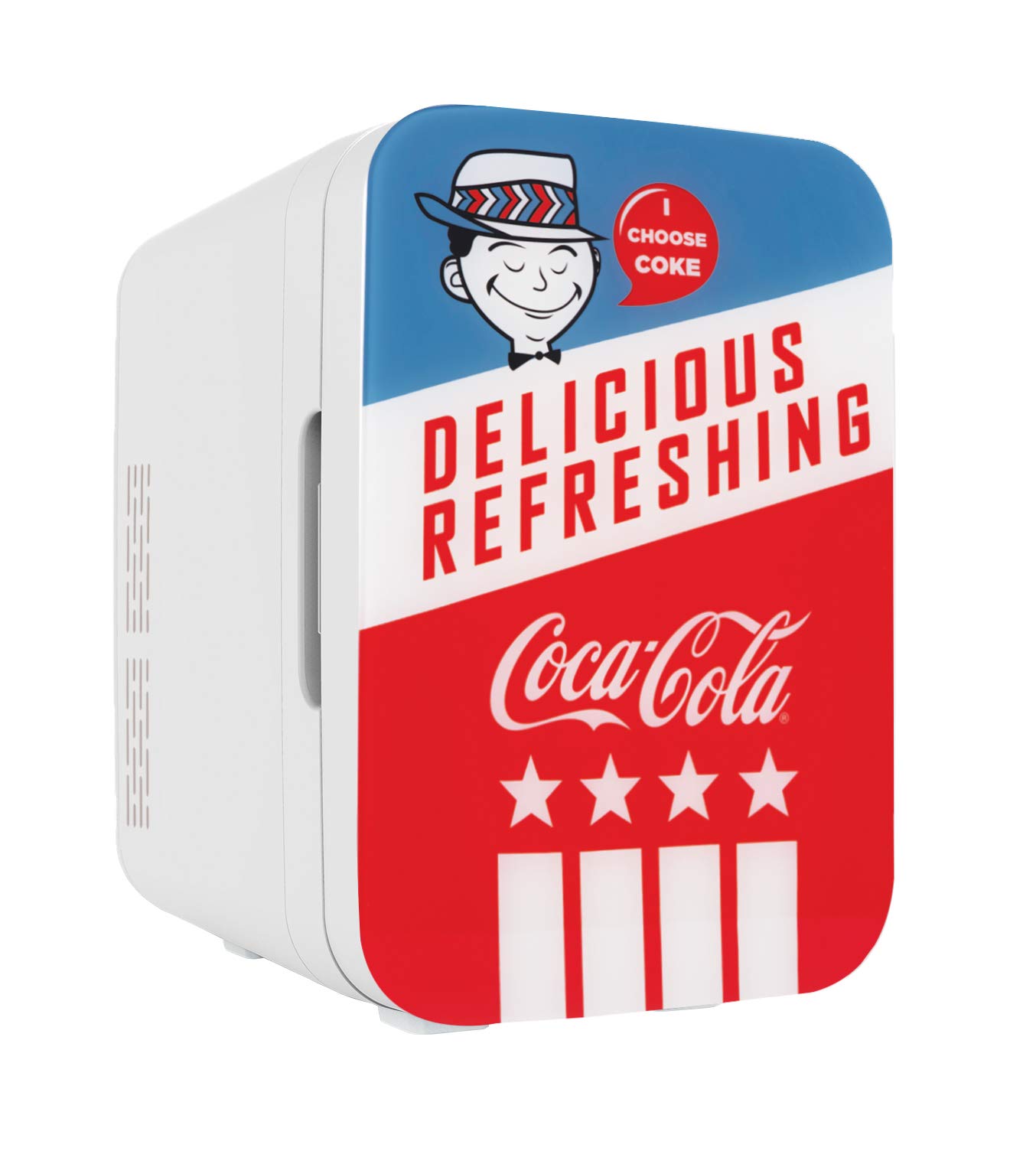 Vintage Coca-Cola Mini Fridge 10L/12 Can - Portable AC/DC 12V Cooler & Warmer for Food, Drinks & Skincare - Perfect for Bedroom, Car, Office Desk & College Dorm - Retro Coke Design Small Refrigerator for Home, Travel & Gifts