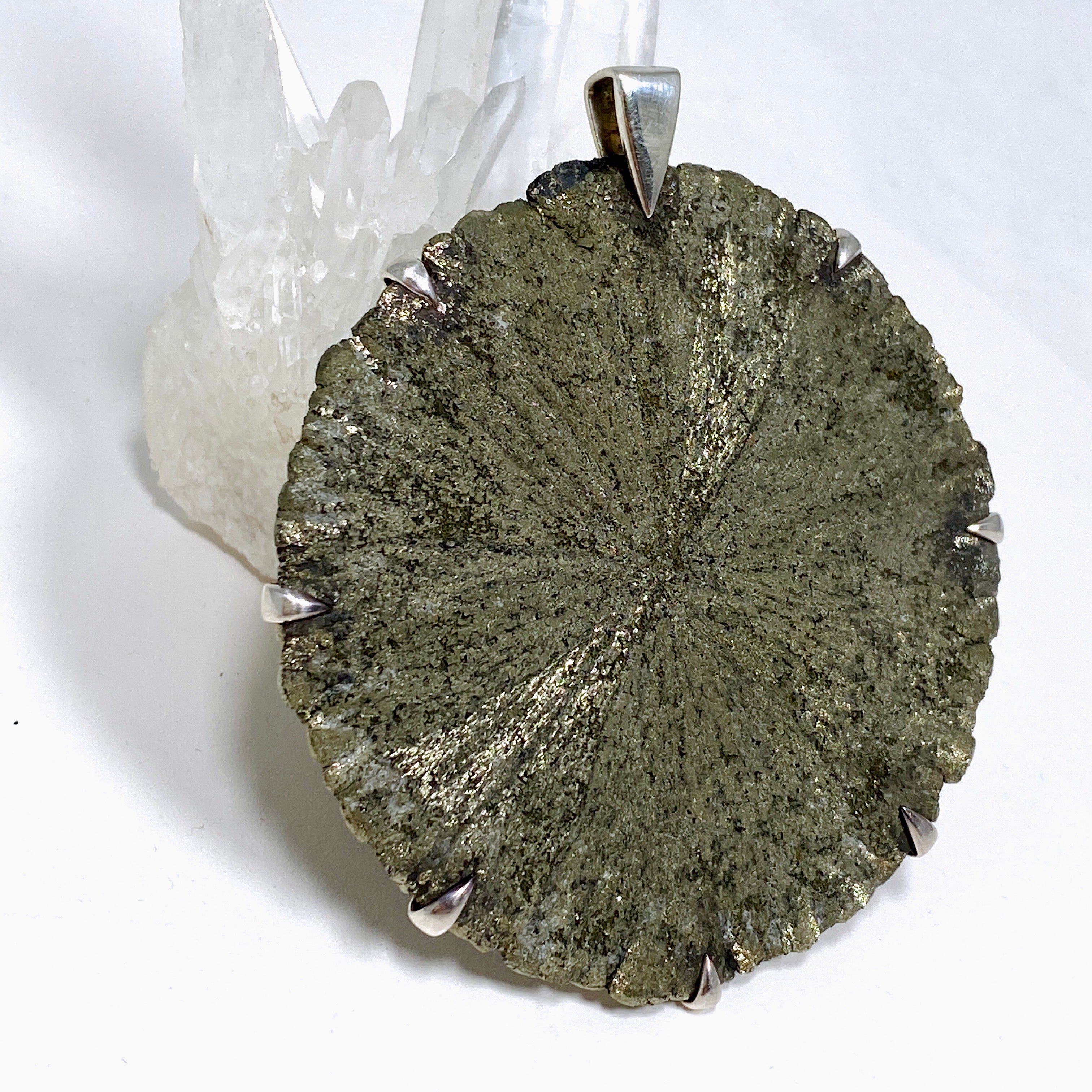 Natural Pyrite Sun Pendant Necklace - 72mm BTP Handmade Jewelry for Women - Perfect for Boho Fashion & Spiritual Healing