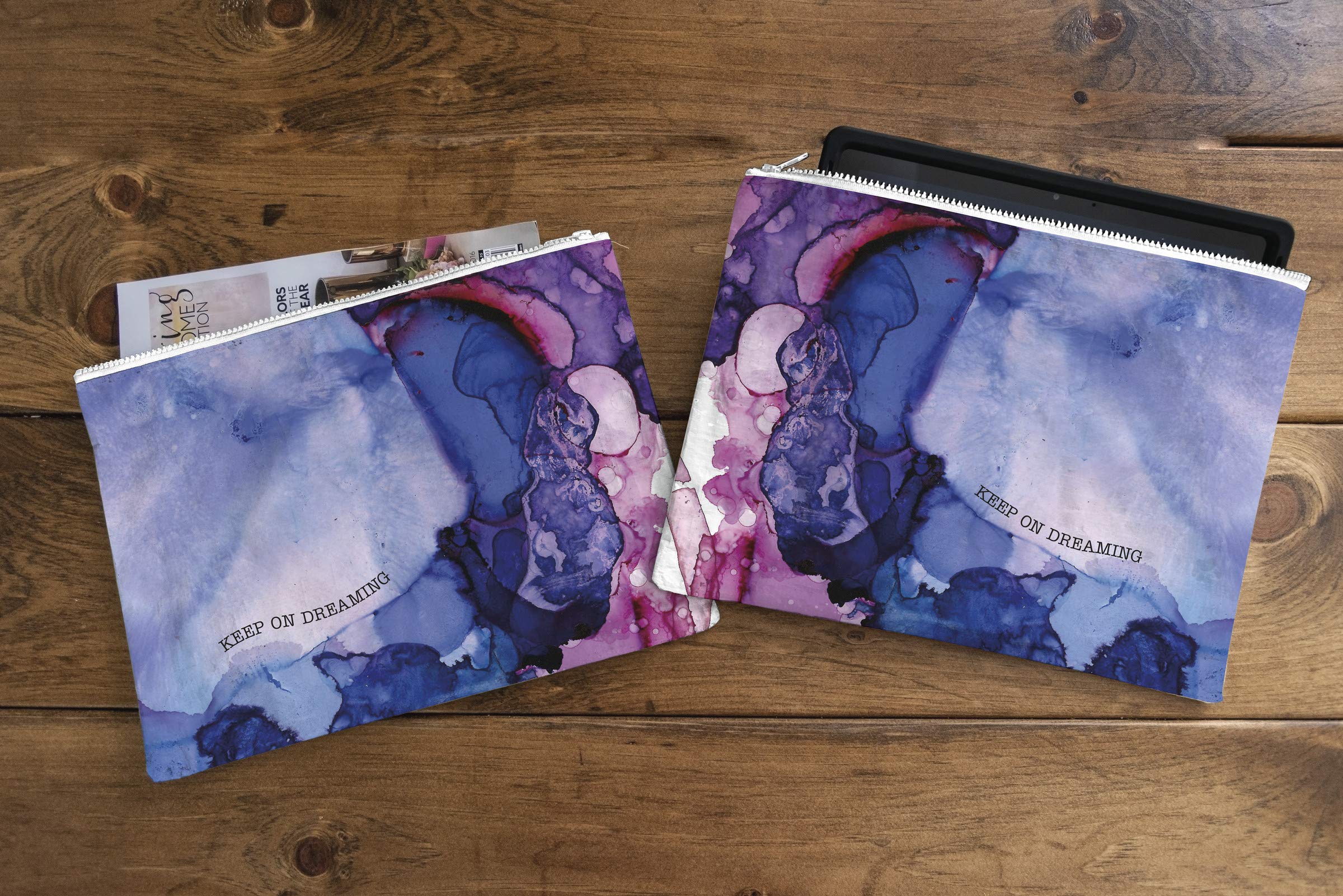 Kathy Keep On Dreaming Large Watercolor Zipper Pouch - Perfect for School, Office & Travel Organization | Aesthetic Stationery Storage
