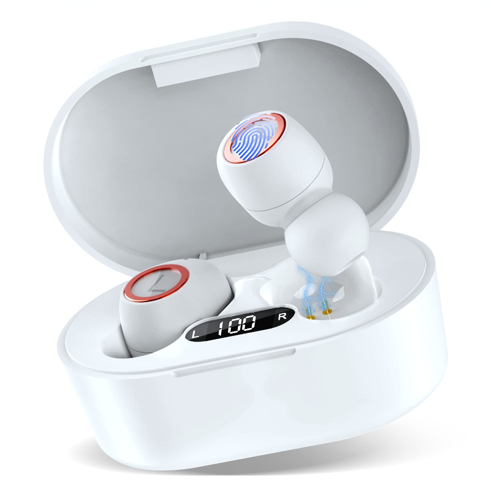 UX923 Wireless Earbuds Bluetooth 5.0 with Charging Case - Sport Headphones with Premium Sound Quality, Digital LED Display & Built-in Mic - Compatible with Micromax Vdeo 2 - Perfect for Running, Gym Workouts & Daily Commute