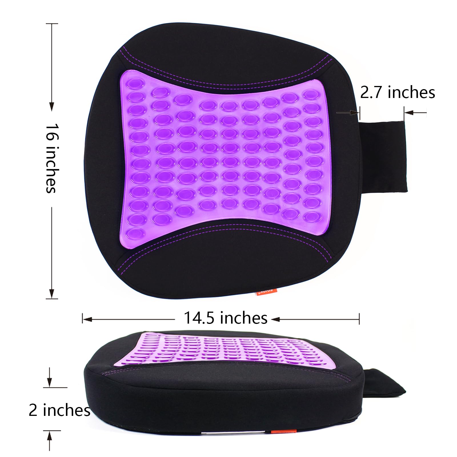 Sojoy Purple Cooling Gel Seat Cushion - Memory Foam Office Chair Pad for Back Pain, Sciatica & Tailbone Relief - Ergonomic Support for Office Chairs, Wheelchairs, Car & Truck Seats - Perfect for Long Sitting, Work from Home & Driving Comfort