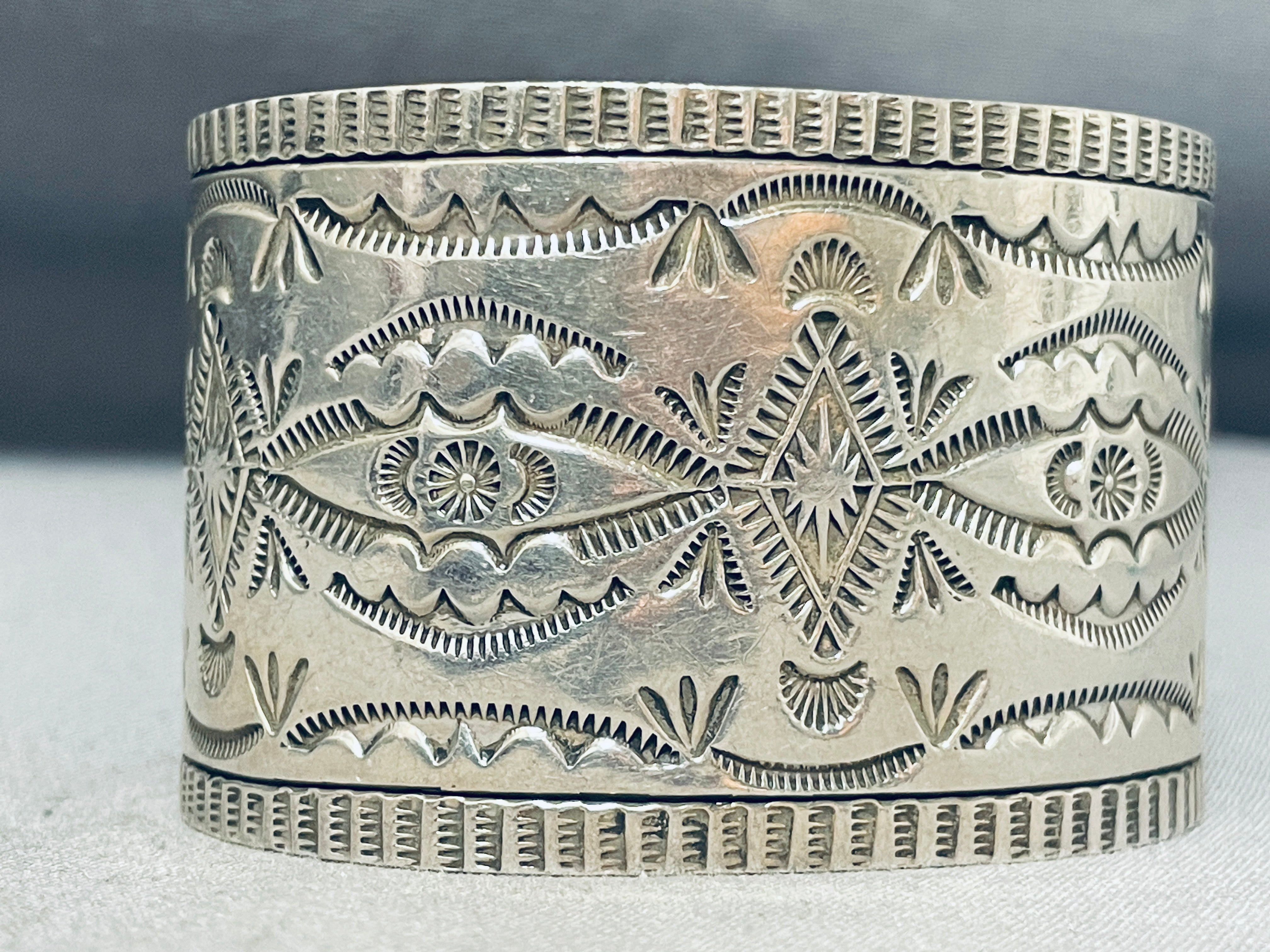 Authentic Vintage Navajo Sterling Silver Handstamped Bracelet - Handmade Native American Jewelry for Women, Boho Fashion & Gift Ideas