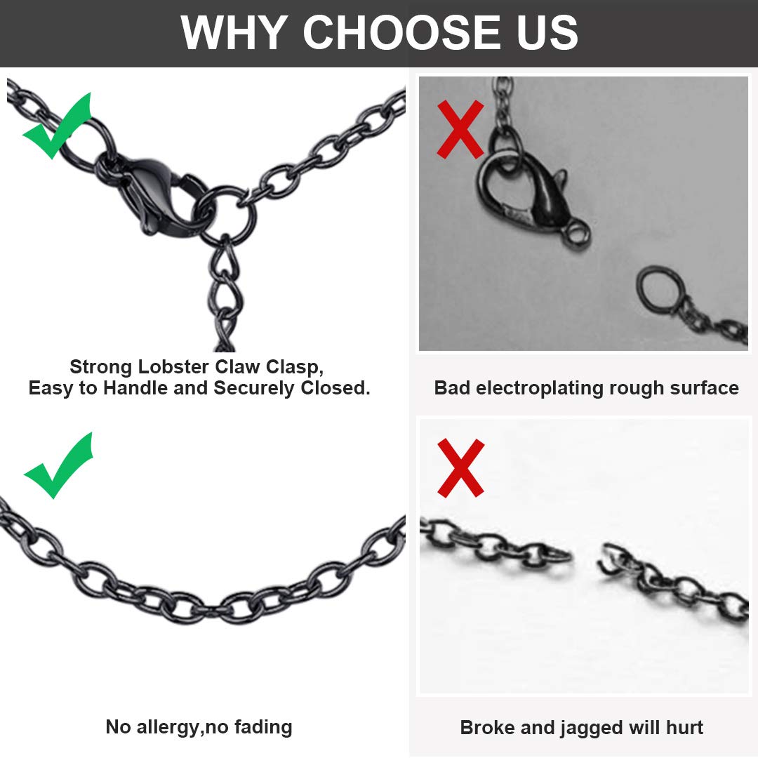 ChainsHouse Thin Rolo Chain Necklaces for Women & Men - 1.4MM/2MM Stainless Steel Cable Chains with 5cm Extender - 14K Gold, Rose Gold & Black Plated Options - 16-30 Inch Adjustable Length - Perfect for Layering, Gifts & Everyday Wear