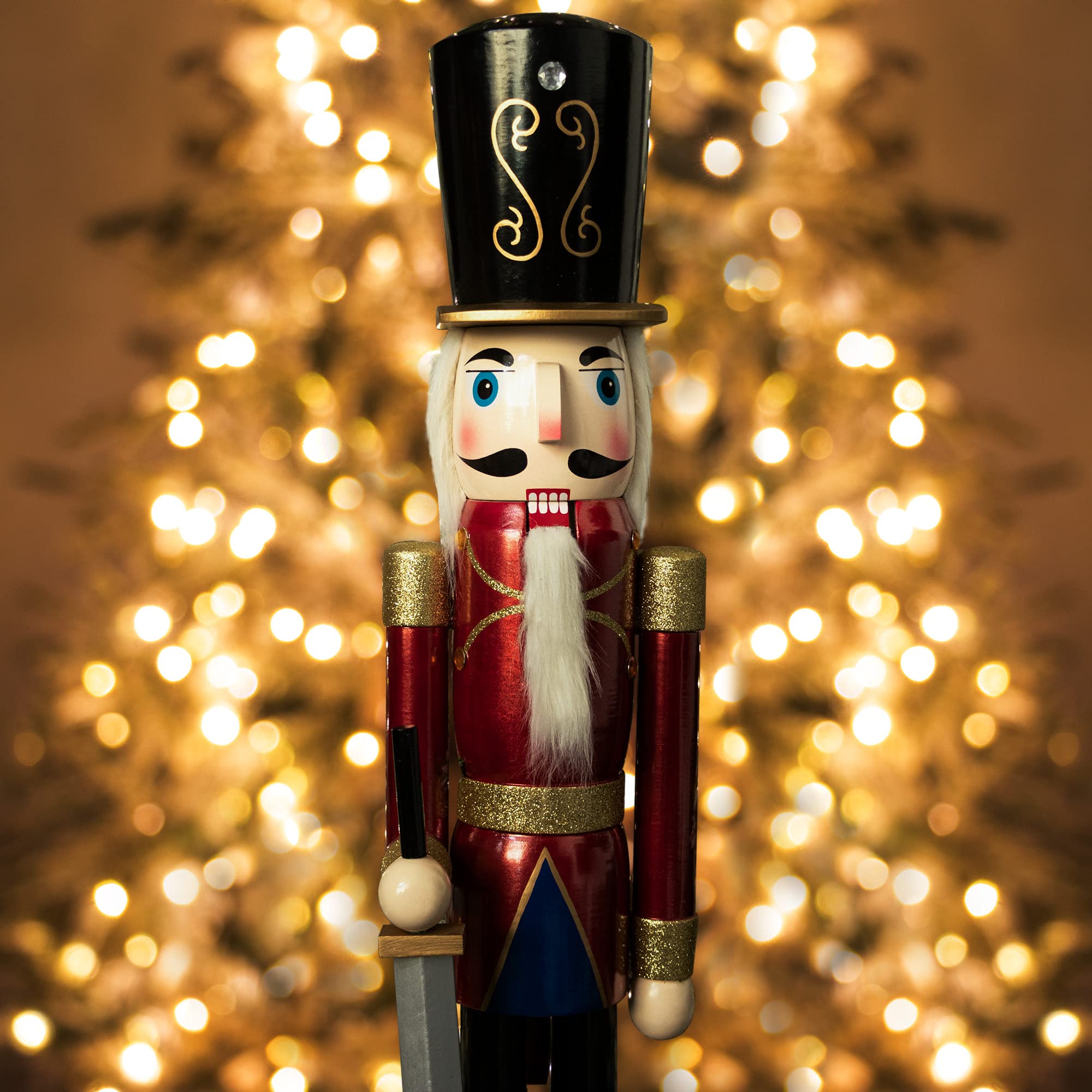 4ft Large Wooden Christmas Nutcracker Soldier Figurine - Holiday Decor for Front Door, Christmas Tree, Mantel & Fireplace - KI Store - Perfect for Festive Home & Office Decorations