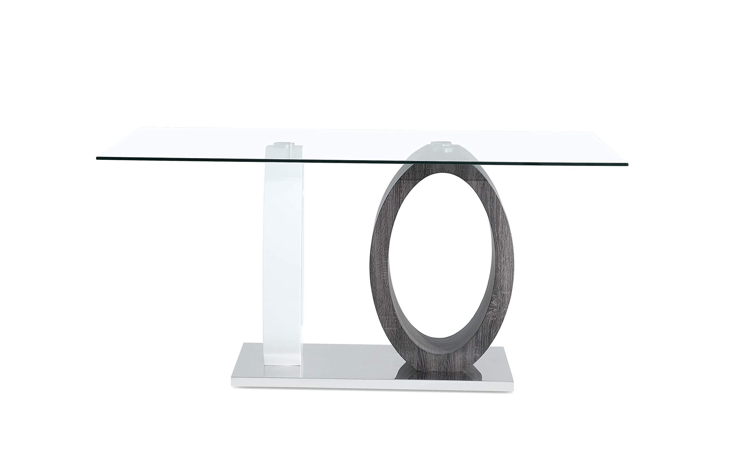 Modern White & Grey Dual Oval Base Dining Table - Elegant & Durable for Home, Restaurant, or Office - Perfect for Family Gatherings & Entertaining Guests