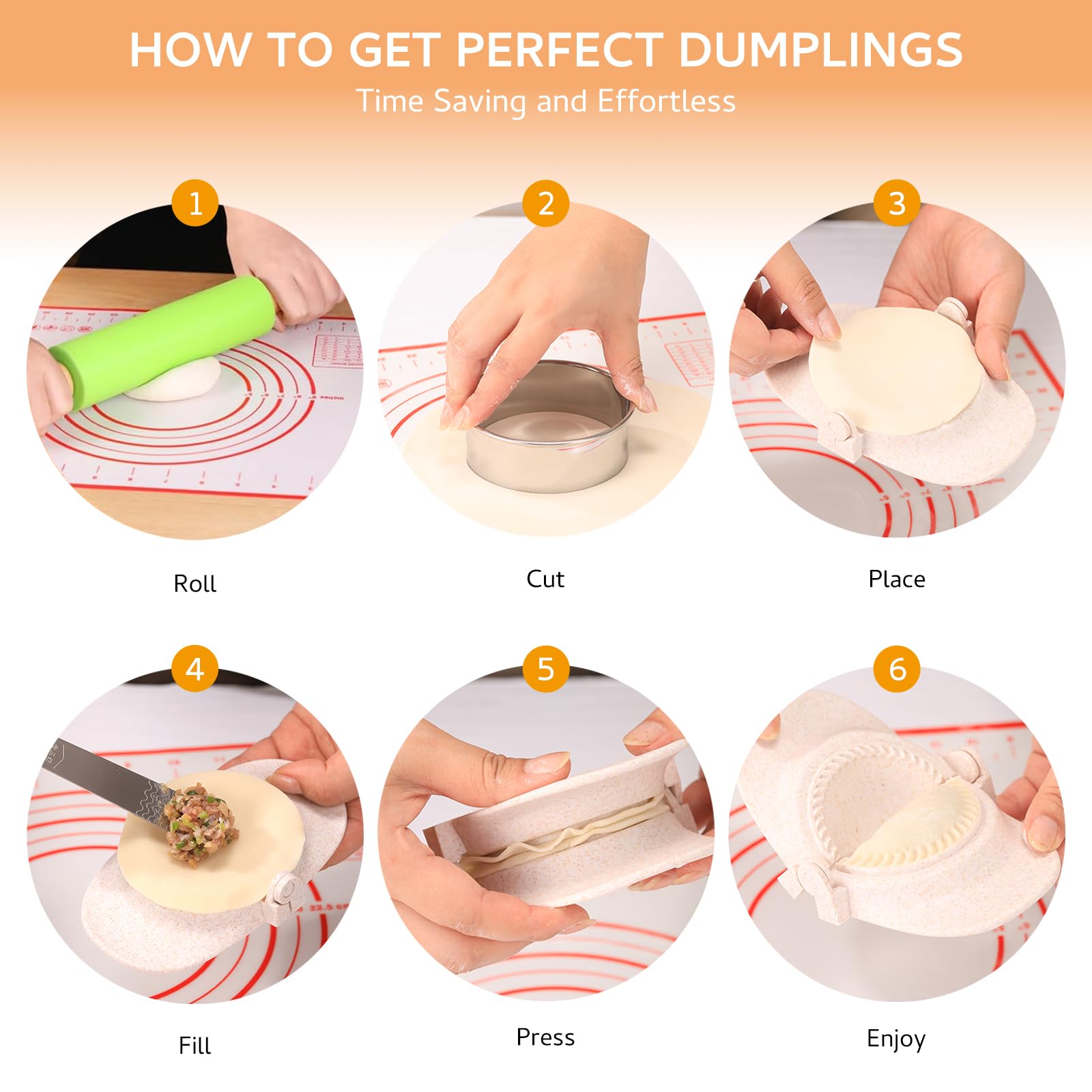 7-Piece Dumpling Making Kit - All-in-One Empanada & Gyoza Maker Set with Press Molds & Ring Cutters - Blue Kitchen Accessories for Asian Cooking - Perfect Gift for Home Chefs & Family Cooking Fun