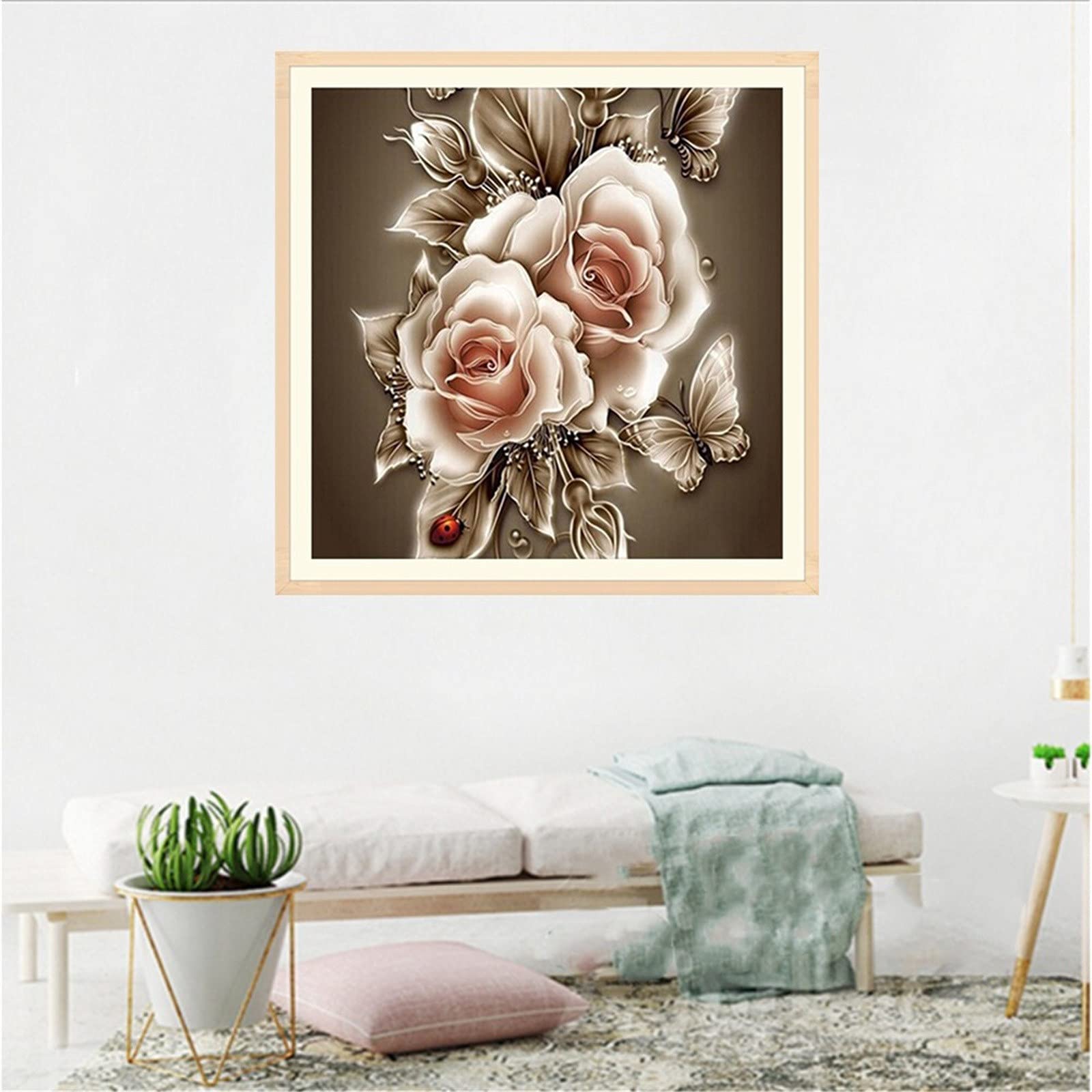5D Diamond Painting Kit DIY - Colorful Butterfly & Flower Canvas Art for Home Decor, Wall Hanging, Living Room, Bedroom - Complete Embroidery Set with Rhinestones (Multicolor, One Size) - Perfect for Relaxation, Gifts & Craft Lovers