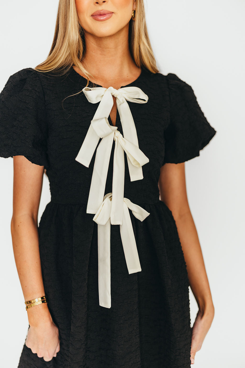 Black Summer Bow Tie Front Mini Dress - Flirty & Chic for Parties, Dates & Vacations