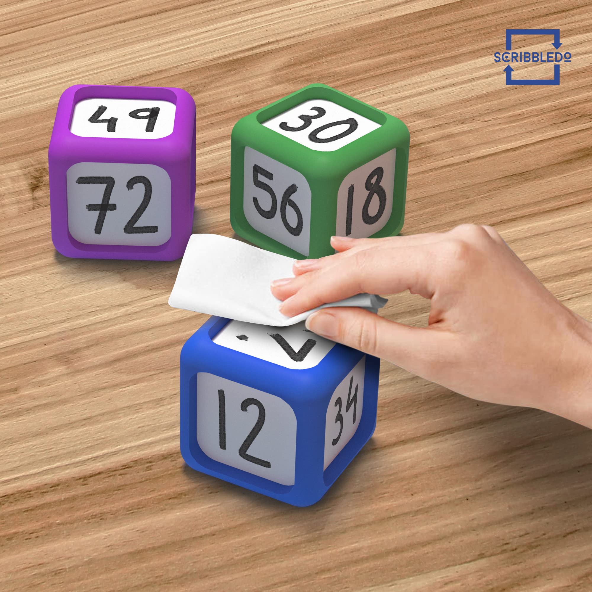 8-Piece Dry Erase Dice Set - 2x2 Inch Colorful Writable Blocks for Classroom Learning, Math Games & Educational Activities - Perfect for Kids' Letter, Number & Drawing Practice - Reusable Whiteboard Dice for Teachers & Students