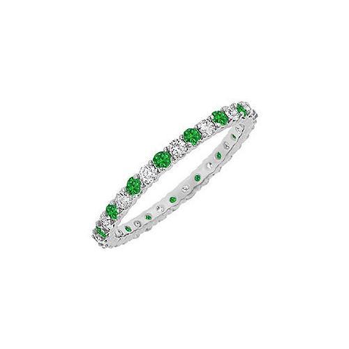 14K White Gold Emerald and Diamond Eternity Bangle - 10.00 CT TGW, Luxury Wedding Gift for Her, Anniversary Jewelry, Perfect for Special Occasions