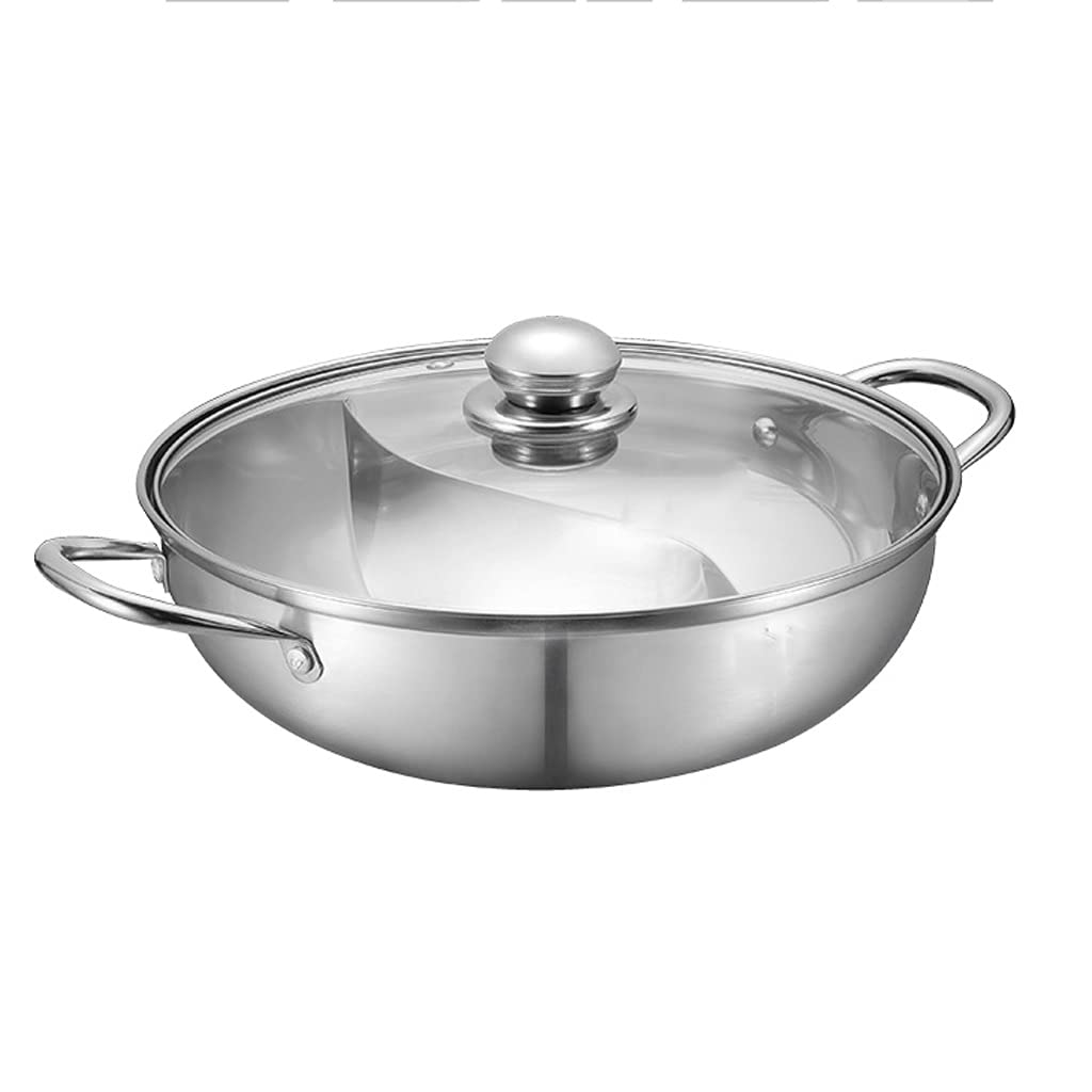 YHUA S-Type Hot Pot Cooker - 28cm Stainless Steel Divided Soup Cooking Pot for Kitchen, Home & Party Use | Perfect for Shabu Shabu, Sukiyaki & Fondue