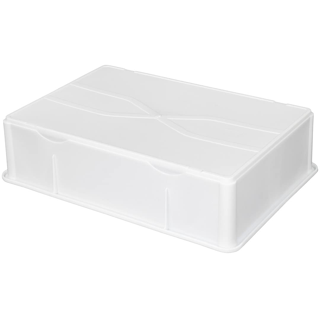 27 x 18 x 6 Inch Stackable White Plastic Proofing Box - Durable Pizza Dough Rising Container with Lid (Sold Separately), Dishwasher Safe - Perfect for Bakeries, Pizzerias & Home Bread Making