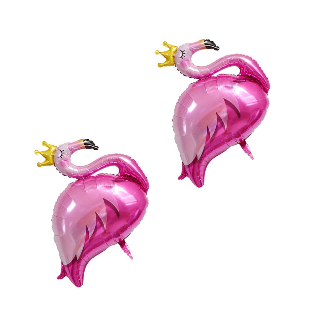 PRETYZOOM 5-Pack Giant Flamingo Balloons for Wedding Decorations - Tropical Hawaii Party Supplies, 3D Crown Flamingo Balloon Ornaments for Bridal Shower, Birthday, Pool Party & Beach Themed Events