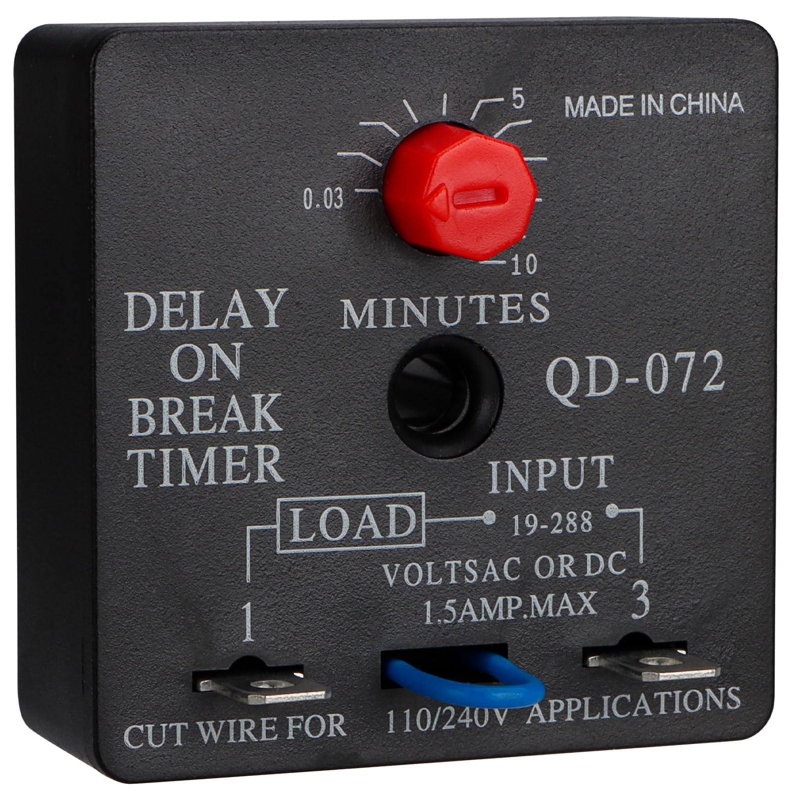 Adjustable Delay On Break Timer QD-072 (0.03-10 Min) 18-240V AC/DC - Perfect for Industrial Automation & HVAC Control Systems