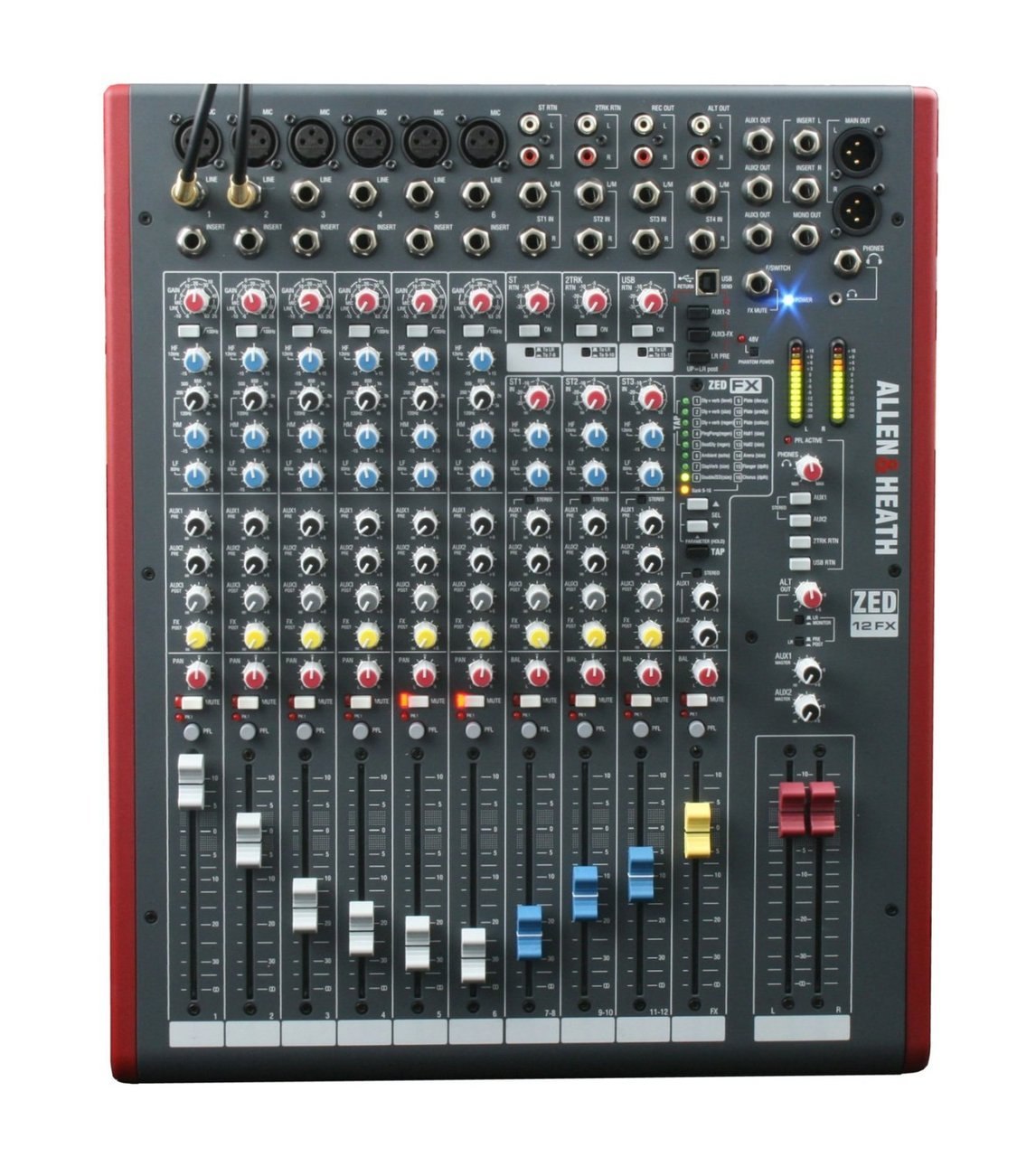 Allen & Heath ZED 12FX 12-Channel Professional Audio Mixer with USB Interface & Built-In Effects - Perfect for Live Performances, Studio Recording, and Podcasting