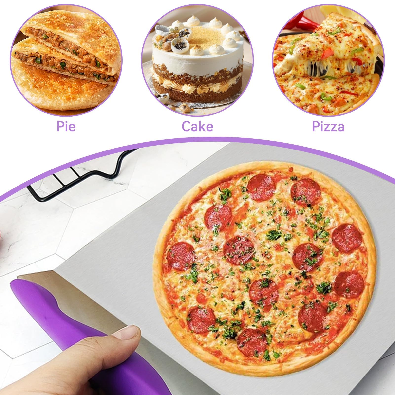 2 Pack Stainless Steel Cake Lifter & Pizza Transfer Tray - Heavy Duty Baking Spatula for Moving Cakes, Pies, Bread & Pastries - Perfect for Home Kitchens, Bakeries & Catering Services