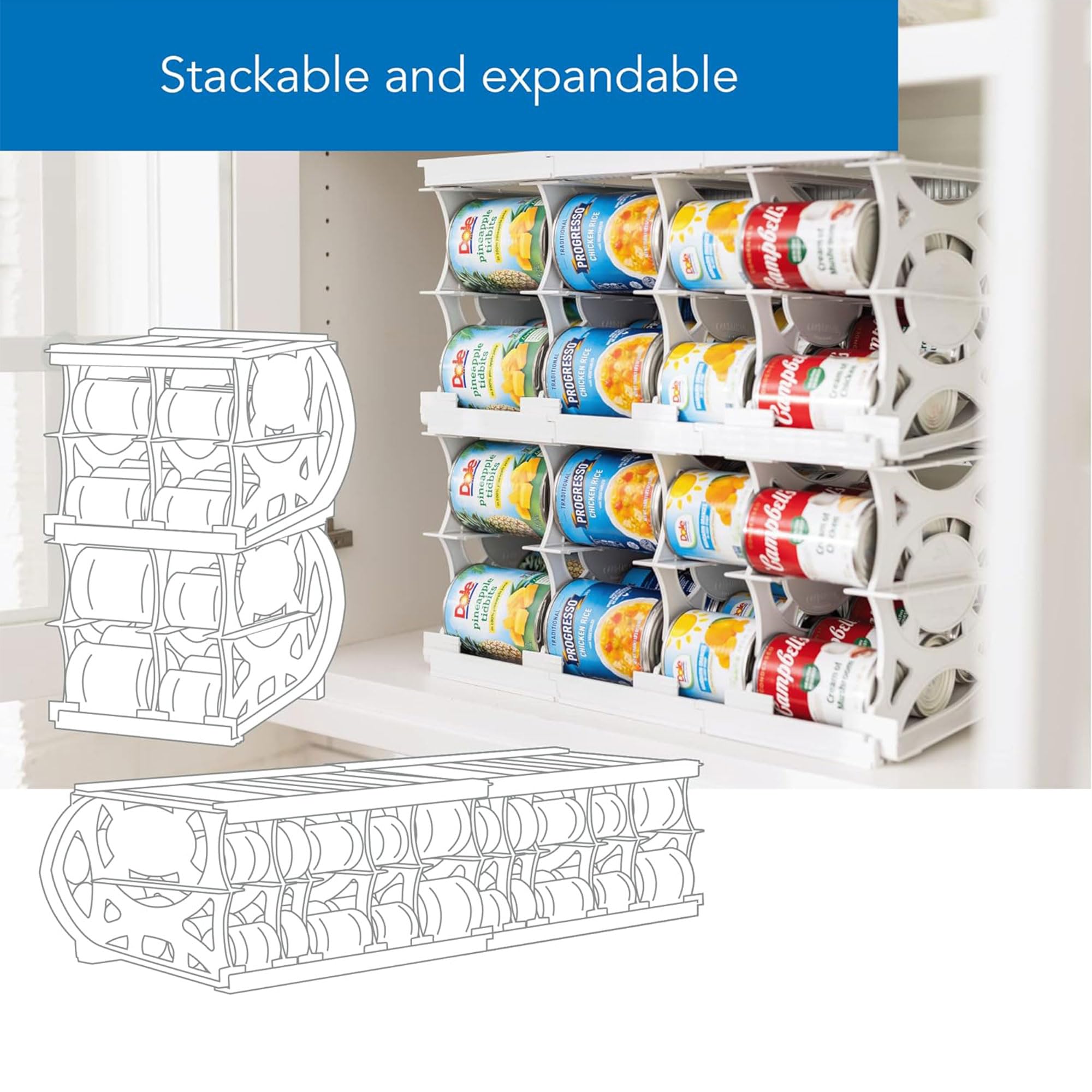 2 Pack Shelf Reliance Can Organizer - Pantry Storage Rack for Canned Food & Goods (Holds 40 Cans) - Perfect for Kitchen, Pantry & Emergency Food Storage Organization