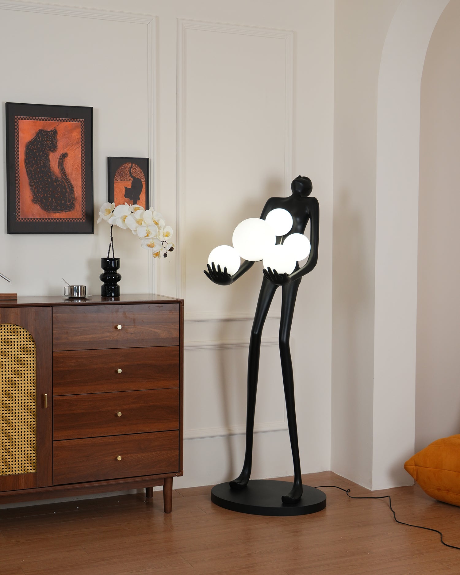 Modern Embrace Sculpture Floor Lamp - Elegant Home Decor for Living Room, Bedroom & Office - Adjustable Brightness & Warm White Light for Cozy Ambience