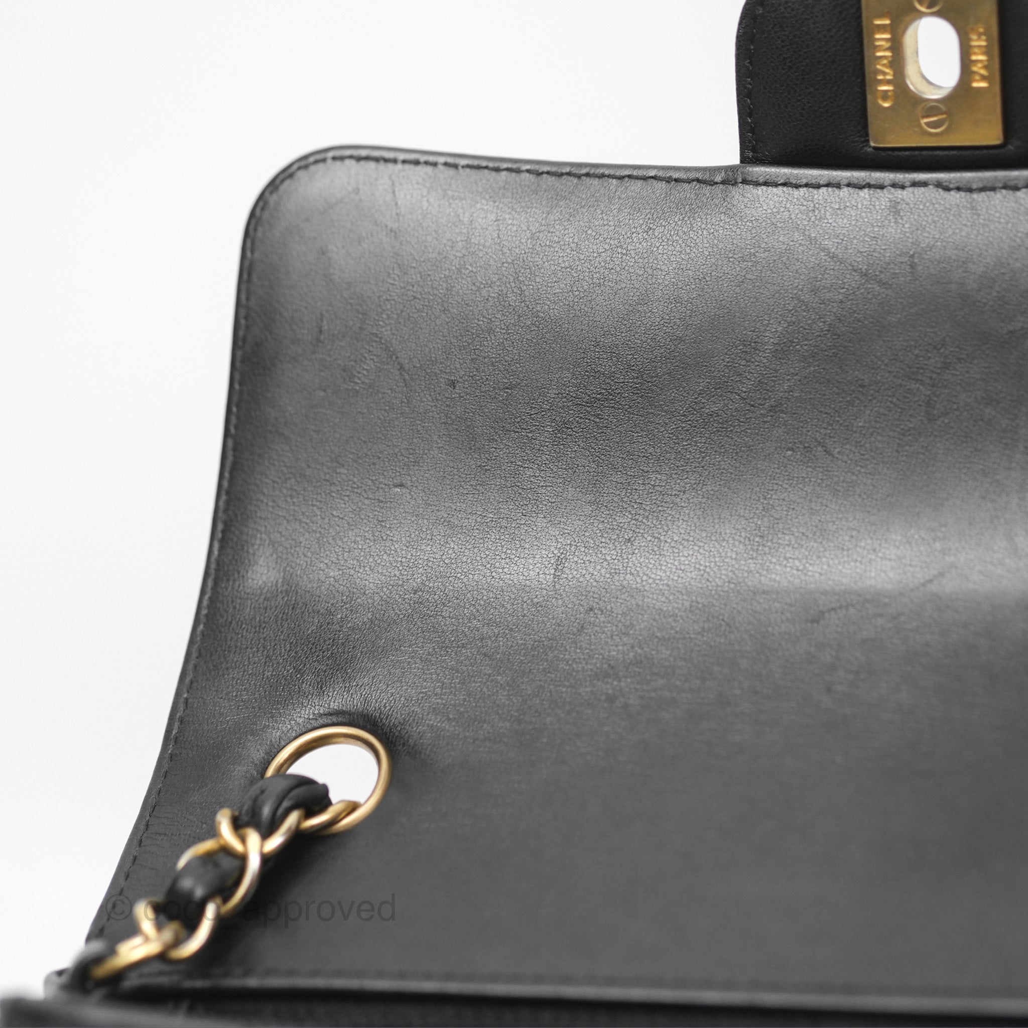 Chanel Chevron Mini Rectangular Bag - Black Lambskin Leather with Aged Gold Hardware | Luxury Crossbody Purse for Women, Perfect for Evening Events & Date Nights