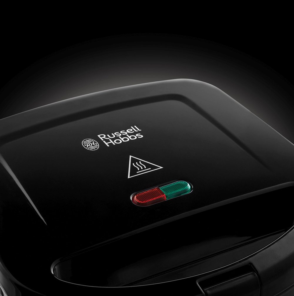Russell Hobbs 24520-56 2-Slice Sandwich Maker - Black | Non-Stick Surface, Adjustable Temperature | Perfect for Breakfast, Lunch & Quick Snacks at Home or Office