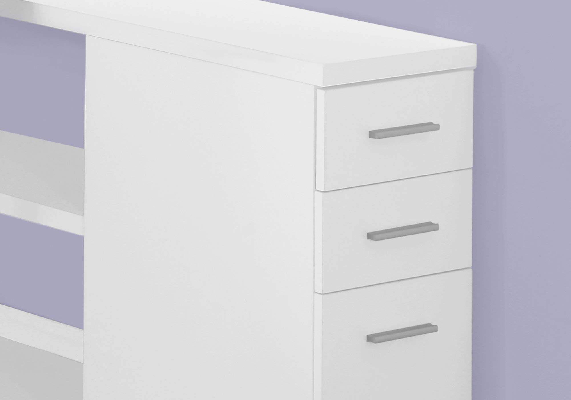 Monarch Specialties Contemporary L-Shaped Corner Desk with Open Shelves & Drawers - 48