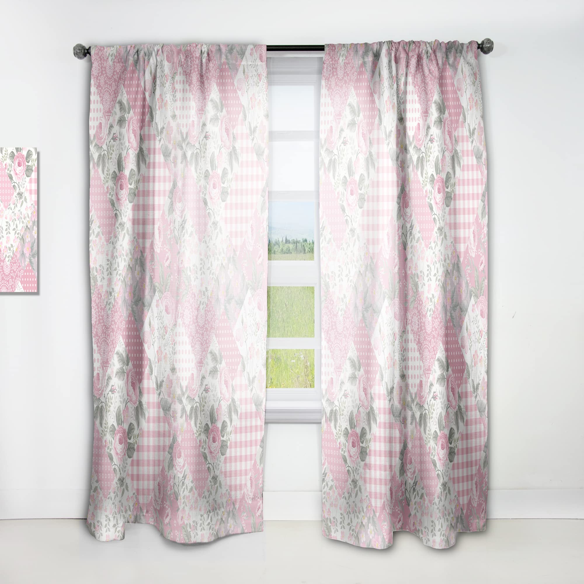 DesignQ Patchwork Floral Curtains - Thermal Insulated Single Panel Window Drapes 52x108 Inches for Bedroom & Living Room - Home Decor & Blackout Window Treatment