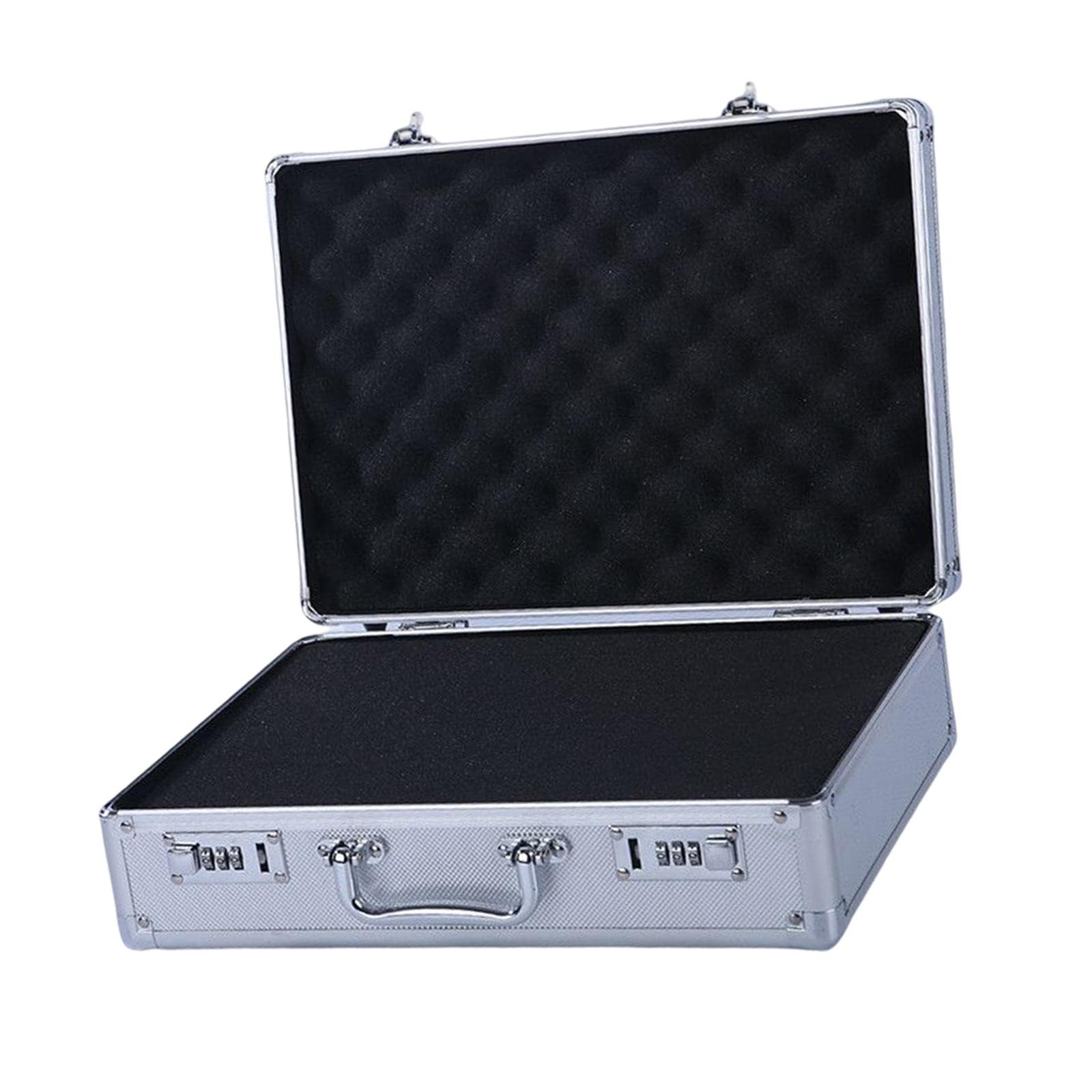 B Baosity Lightweight File Storage Box - Waterproof & Portable Hardware Briefcase with Medium Lock (Silver) - Ideal for Office, Travel & Secure Document Storage