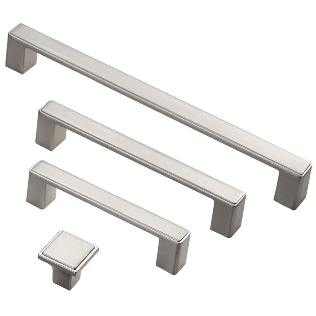 6-Pack European Style Cabinet Handles & Drawer Pulls - Brushed Nickel Zinc Alloy Bow Knobs for Kitchen Cabinets, Dressers & Cupboards (128mm Hole Centers) - Perfect for Home Renovation & Furniture Upgrade