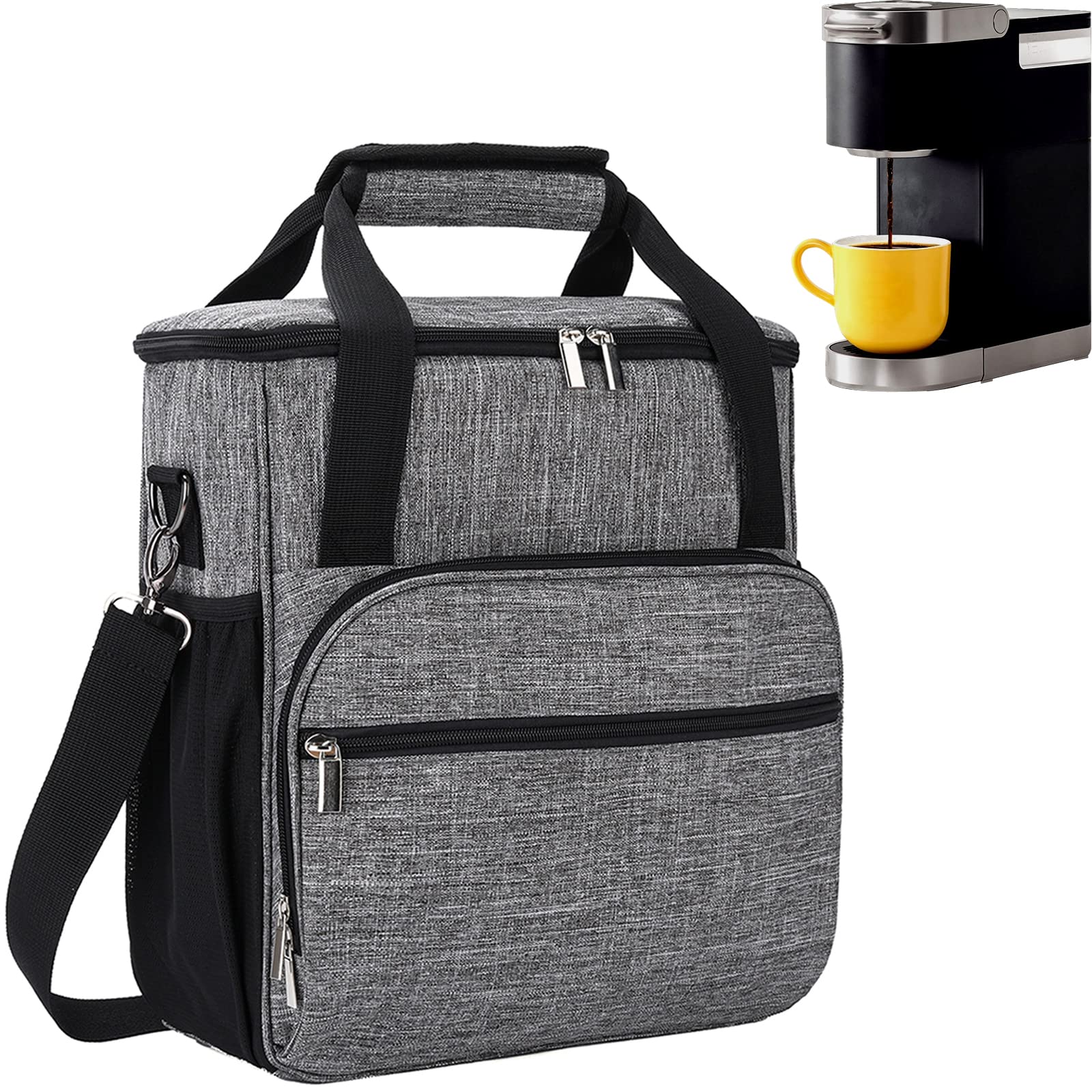 Portable Keurig K-Mini & K-Mini Plus Coffee Maker Travel Bag - Compact Storage Tote Case for Home, Office & Camping (Grey)