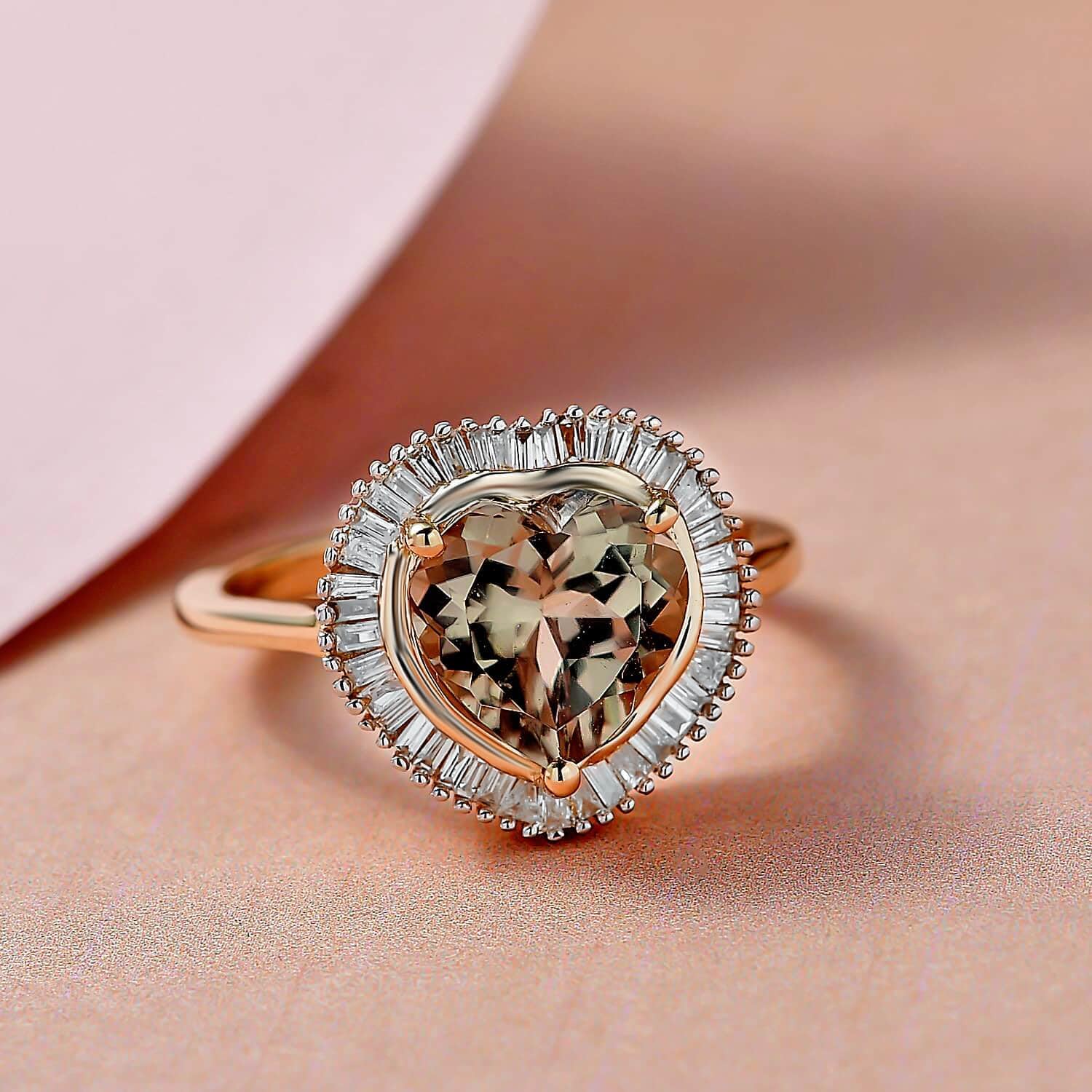 14K Yellow Gold Heart AAA Turquoise Diamond Halo Ring for Women - Size 6, 1.8 Ct G-H I3 | Engagement, Anniversary, Wedding, Promise & Birthday Gift | Perfect for Romantic Occasions & Special Celebrations