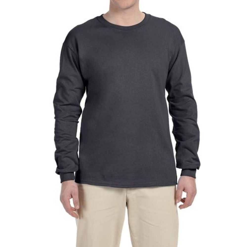 Gildan G240 Men's Ultra Cotton Long Sleeve T-Shirt | Soft Comfortable Crewneck Shirt | Sport Grey | Perfect for Work, Casual Wear & Outdoor Activities