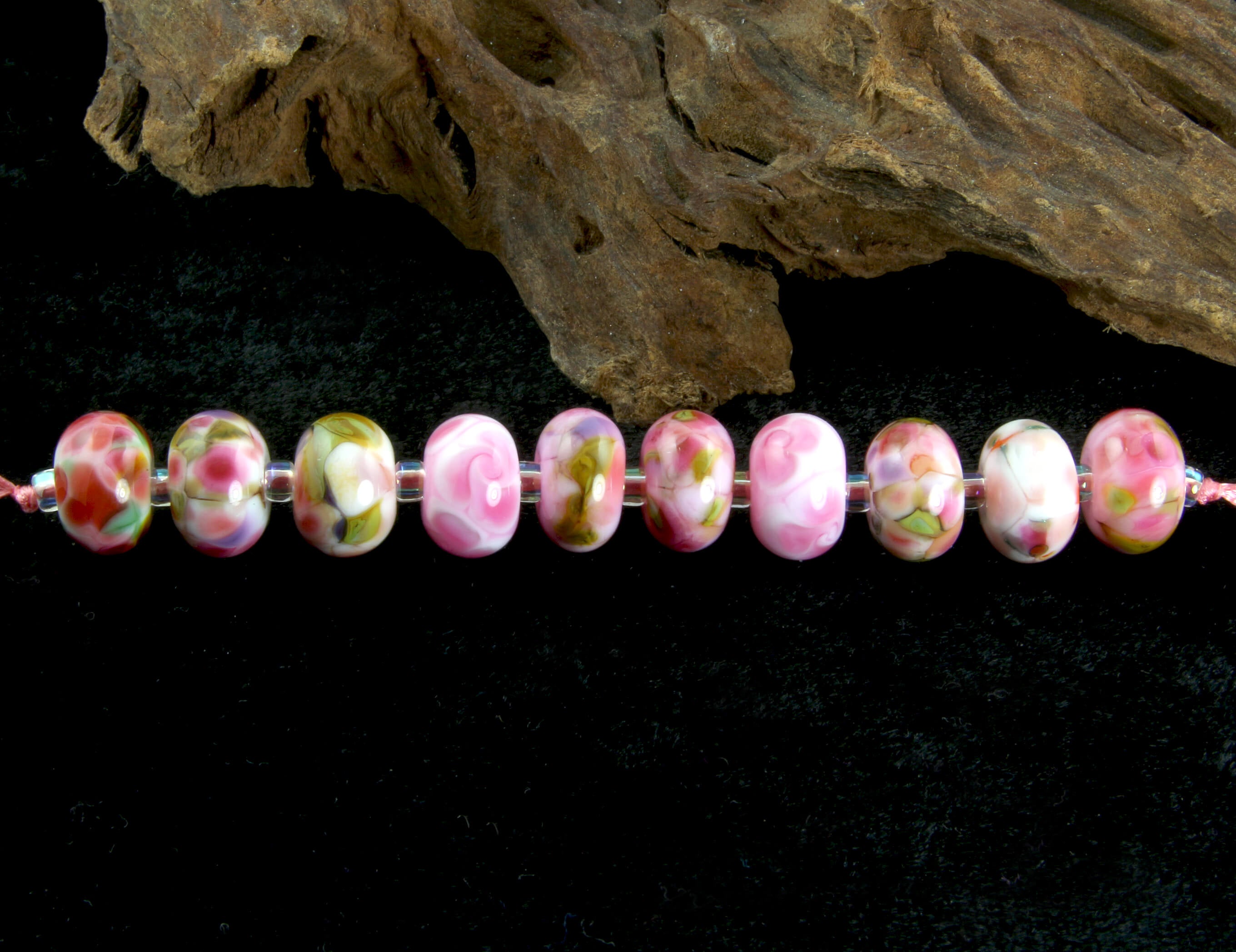 Rose Pink Orphans Lampwork Beads Set SRA - Handmade Glass Beads for Jewelry Making, DIY Crafts, Bracelets & Necklaces - Perfect for Beaders, Artists & Craft Lovers